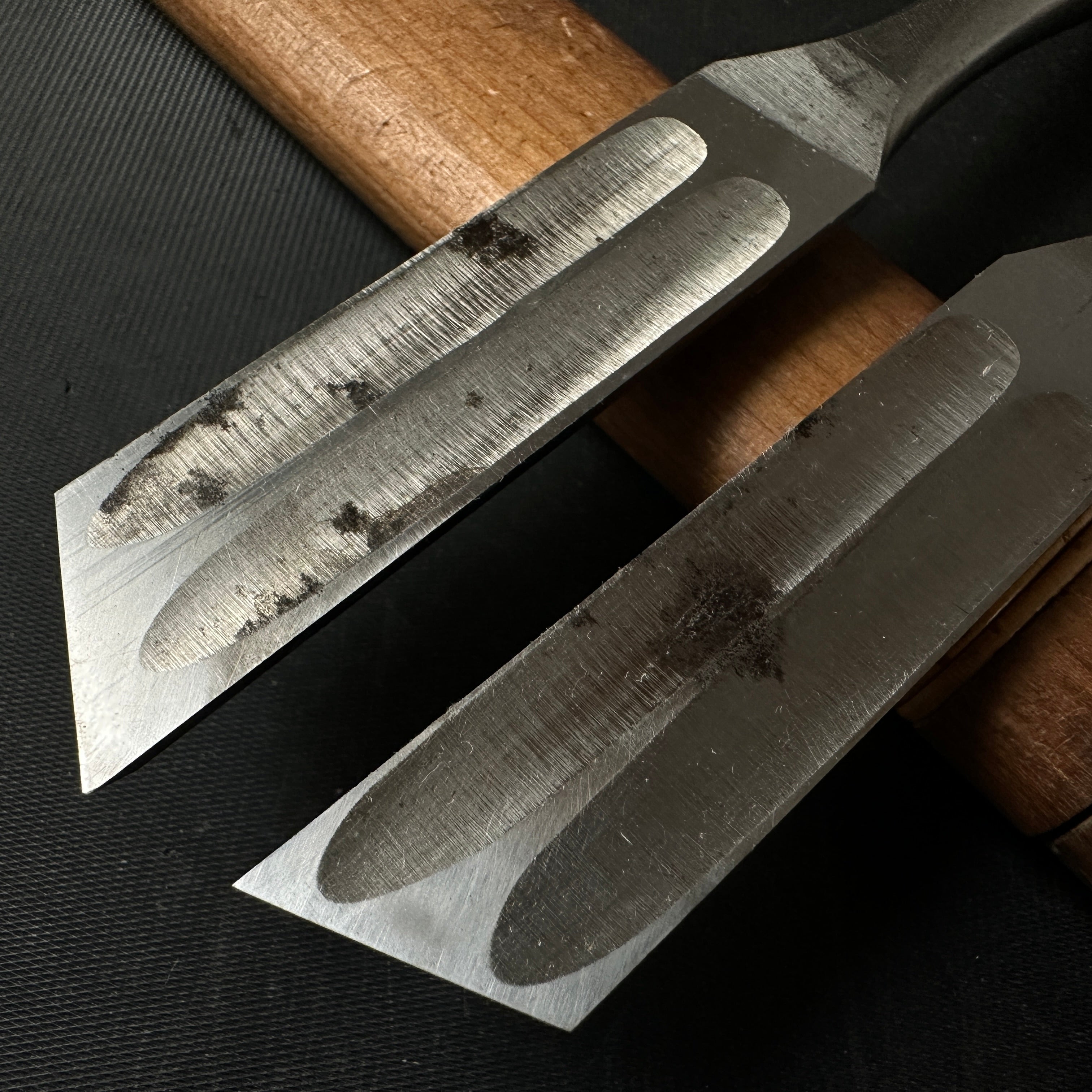 Old stock #2 Masaie Shorter Timber Oblique chisels Set 18mm _______掘出し物 #2 正家 イスカ半叩き鑿セット 18mm