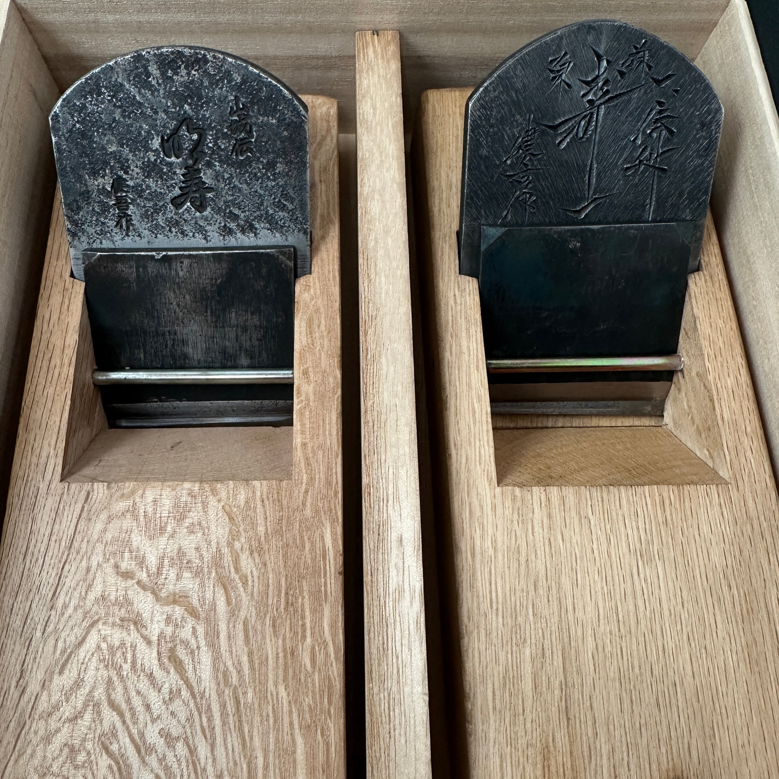 Old Stock Juichi meiju Smoothing Planes(Kanna)set by Usuikengo 掘り出し物 碓氷健吾作 寿一 明寿 夫婦鉋 70mm