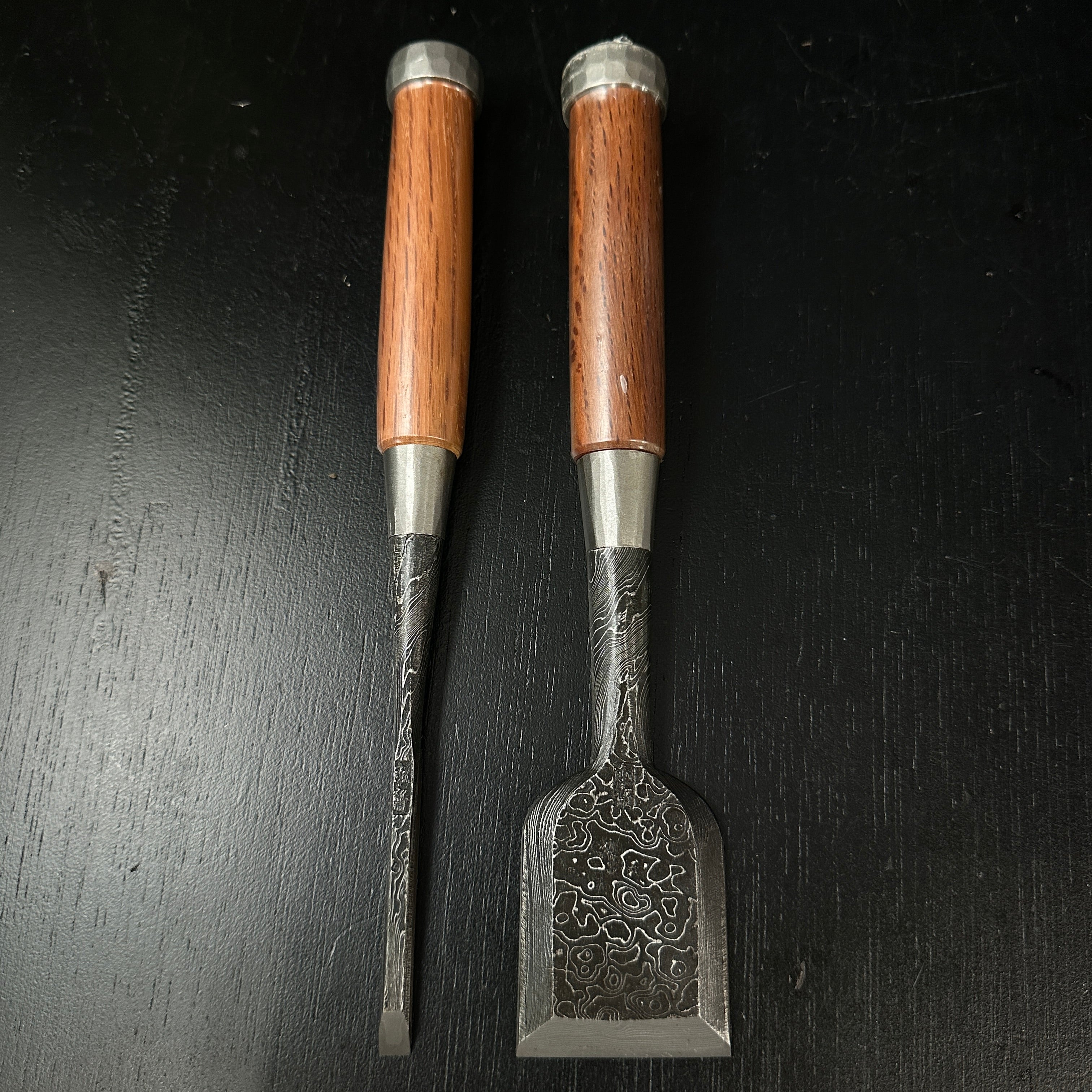 Tasai Mokume Special Bench chisels Red oak handle 田斎作 木目 追入鑿 赤樫柄