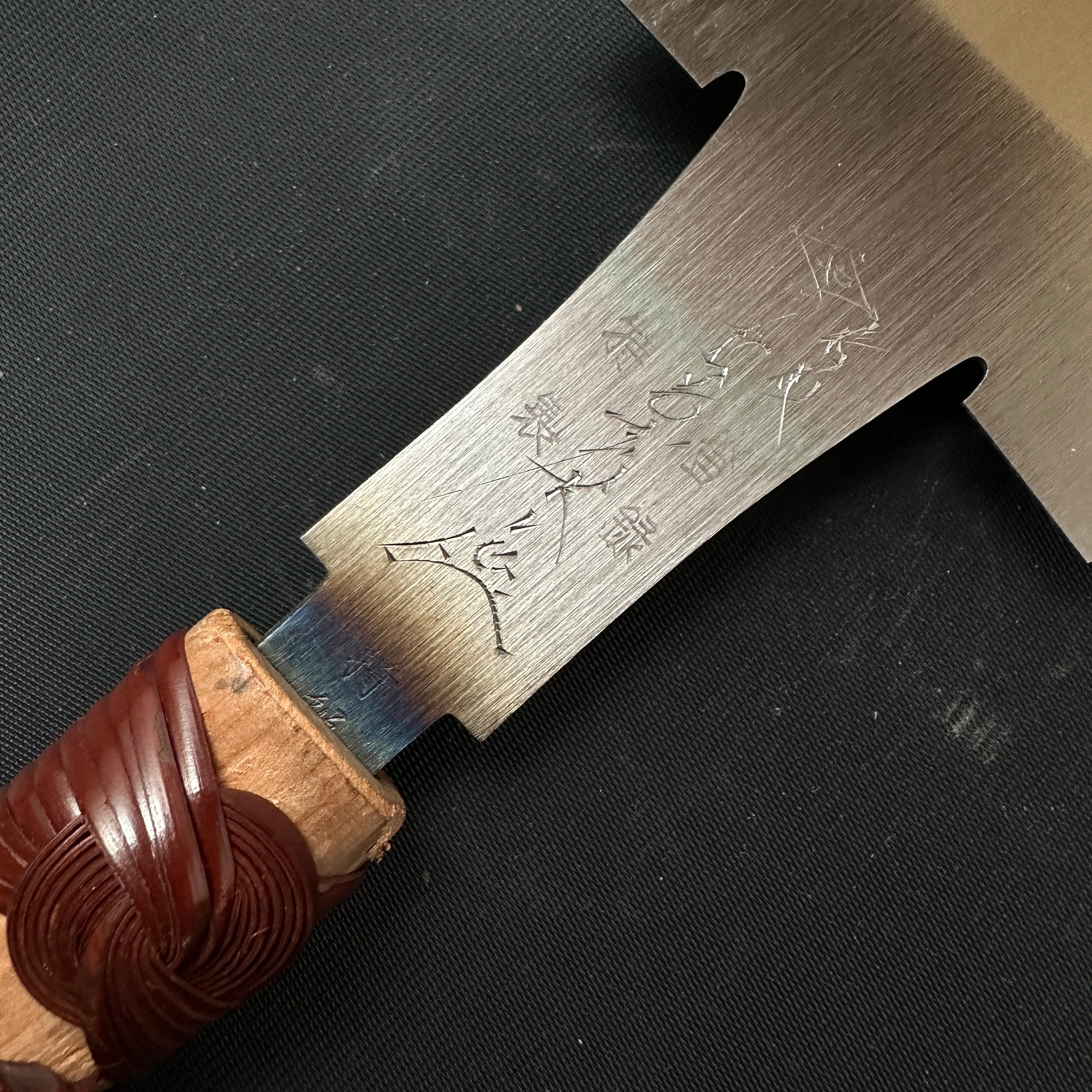 #R31 Ready to use! Old stock Double Edge Saw with Eddy Type Handles set by Kurashige 直ぐ使い 倉重栄助 目立 渦巻き柄 両刃鋸 240mm