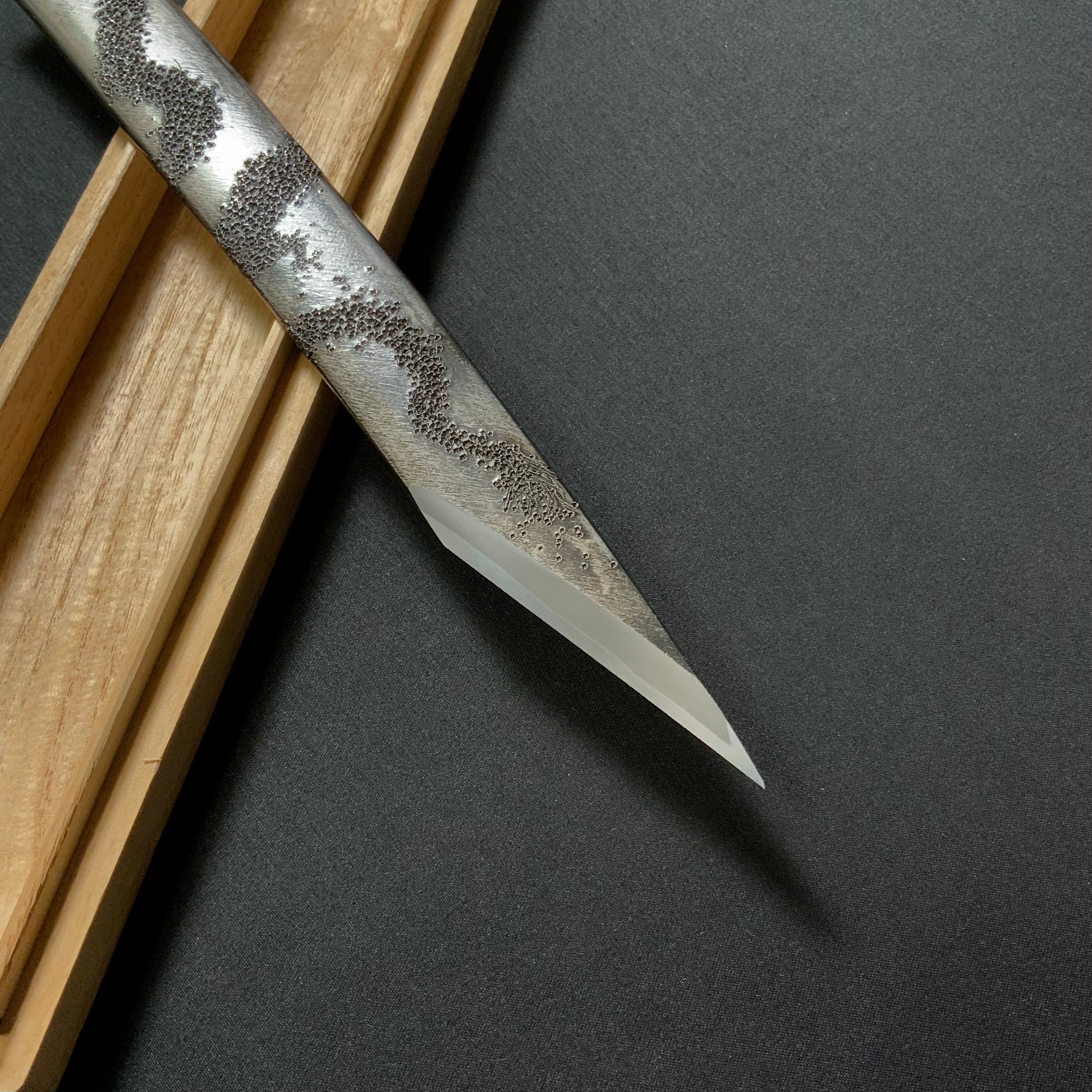 Old stock #2 Dragon Kiridashi Knives by Kunikei 3rd Right hand 掘出し物 三代目国慶作 翔龍 切出し小刀 21mm 右