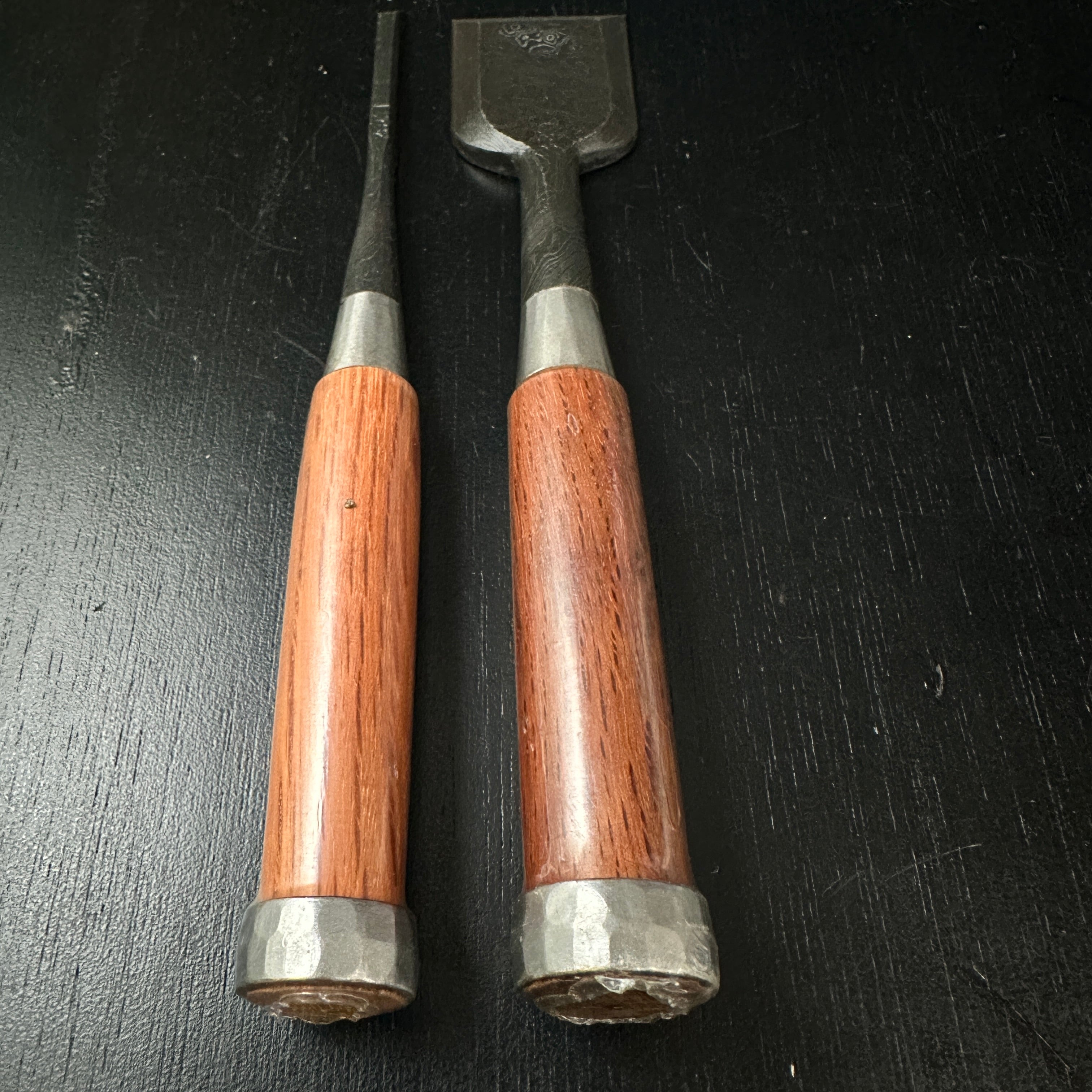 Tasai Mokume Special Bench chisels Red oak handle 田斎作 木目 追入鑿 赤樫柄