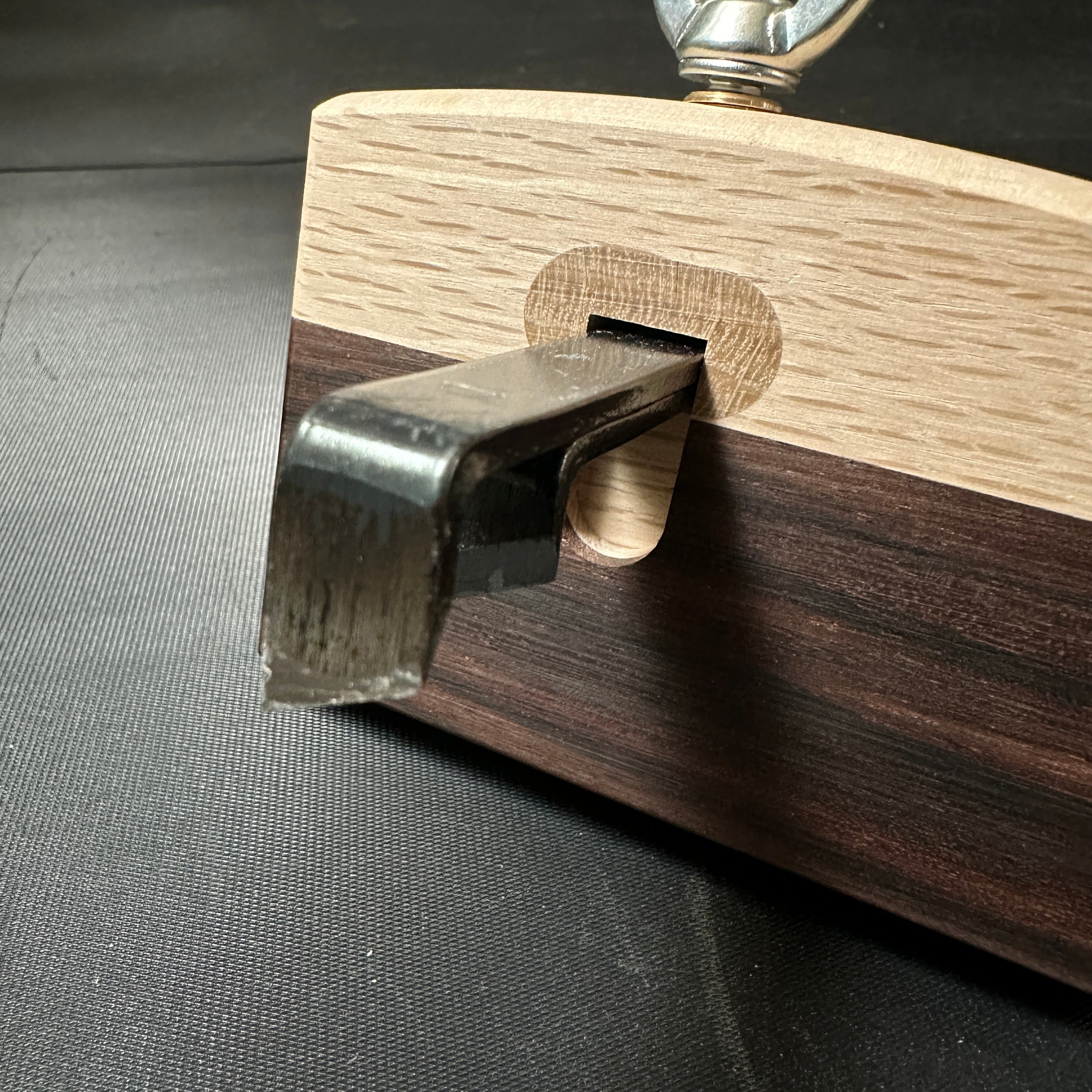 Yubido Ebony Paste Marking gauge wide body with two scribing rods 優美堂 鎌毛引 黒檀張 幅広 Kebiki