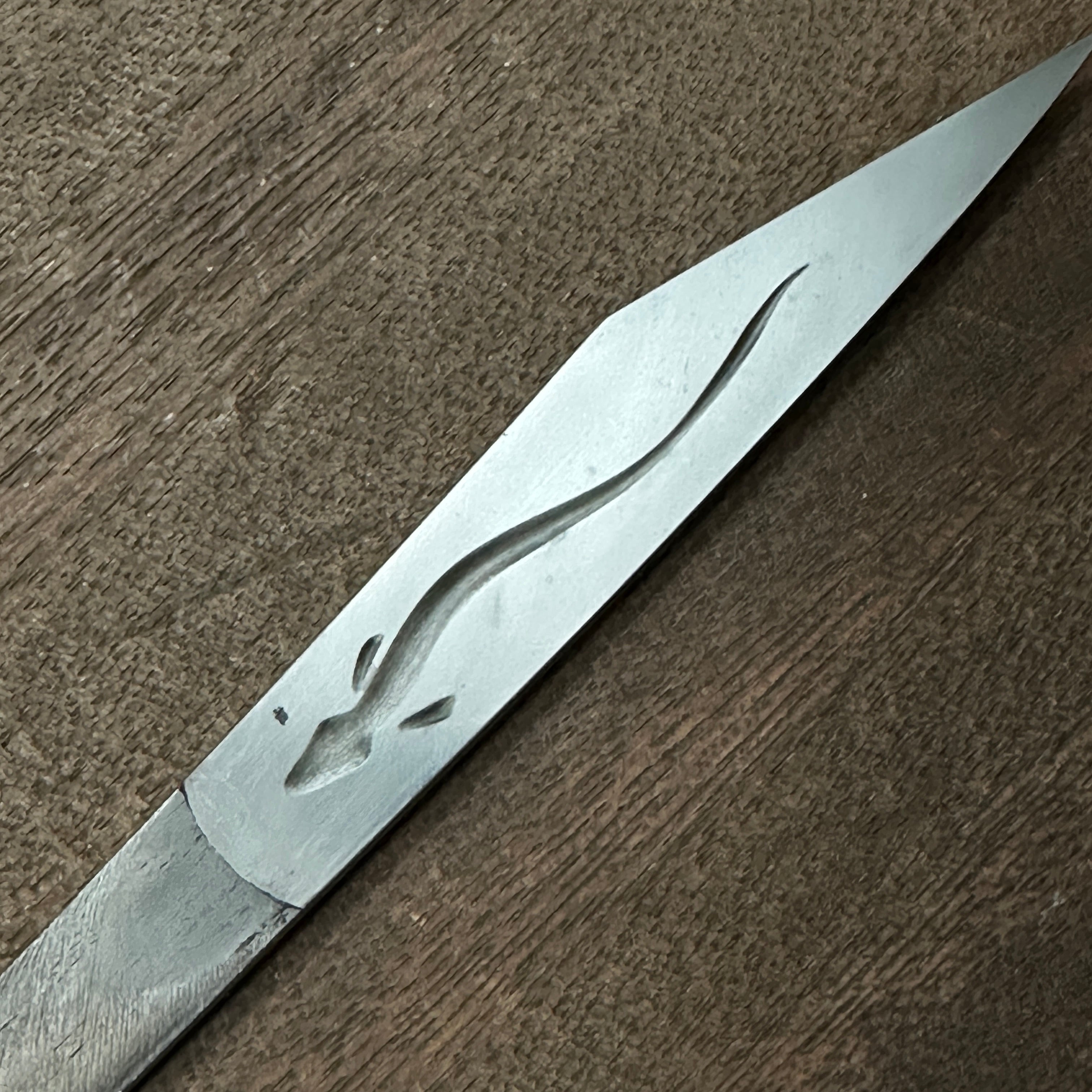 Japanese Eel sculpture Right hand Kiridashi by Sozen Carving 鰻 素全作 切出し小刀 右 15mm