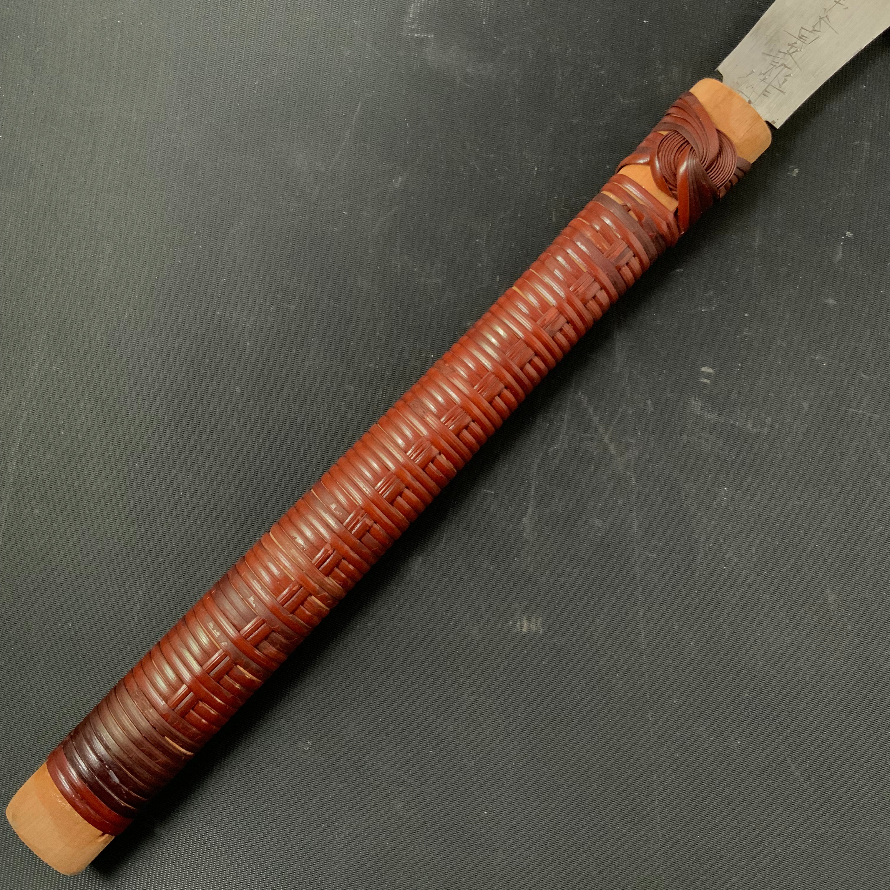 #K4 Ready to use! Old stock Single Edge Cross cut Hand Made Saw with Eddy Type Handles set by Kurashige 直ぐ使い 倉重栄助氏目立 渦巻き柄 片刃鋸 横挽 210m