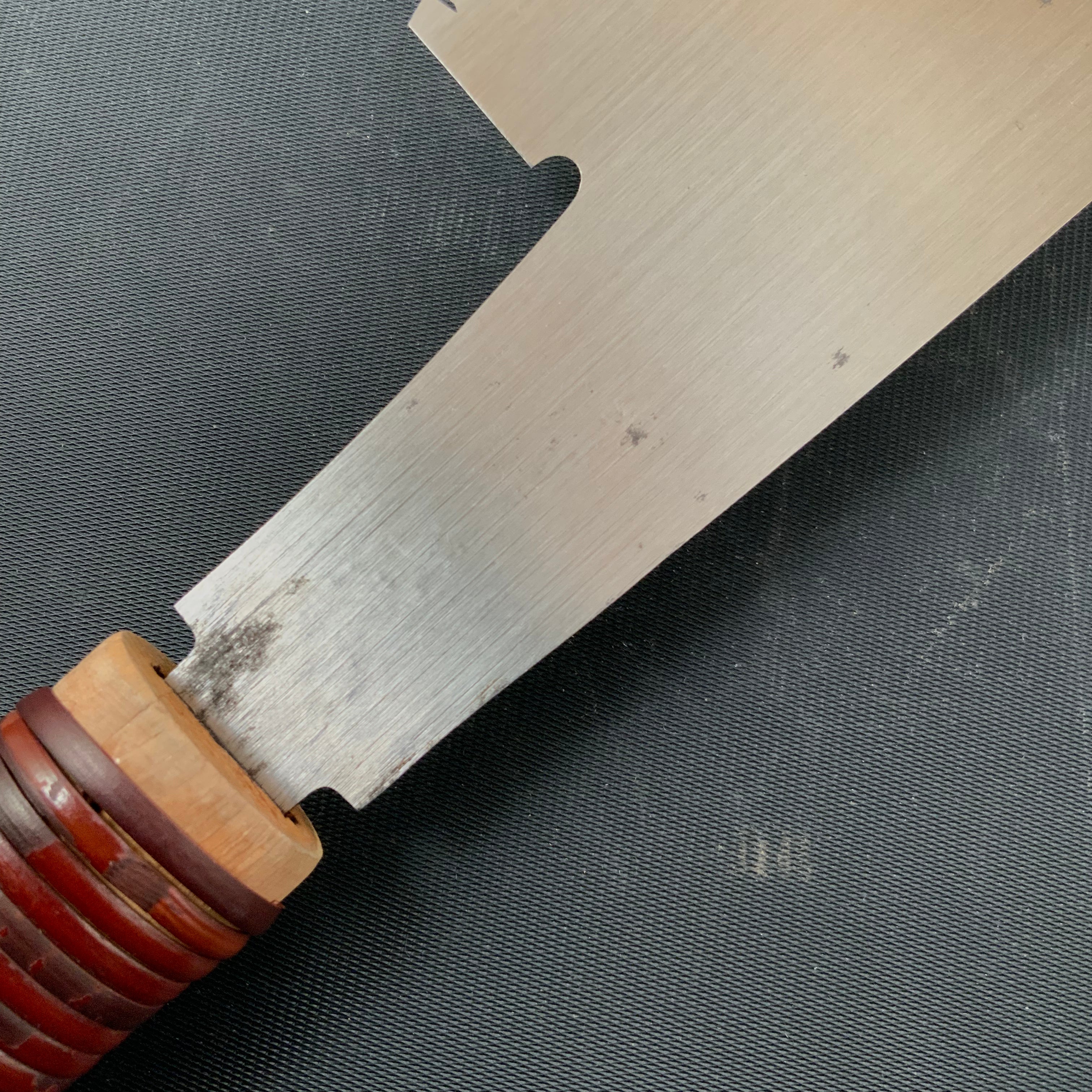 #K4 Ready to use! Old stock Single Edge Cross cut Hand Made Saw with Eddy Type Handles set by Kurashige 直ぐ使い 倉重栄助氏目立 渦巻き柄 片刃鋸 横挽 210m