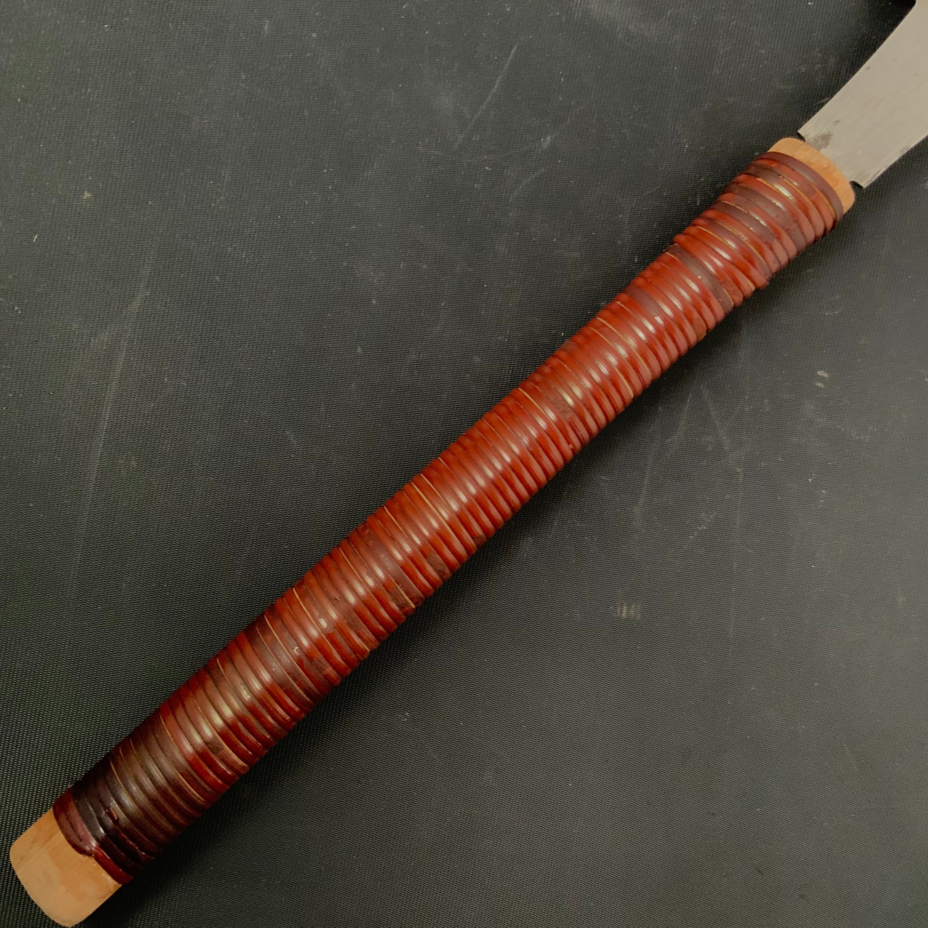 #K4 Ready to use! Old stock Single Edge Cross cut Hand Made Saw with Eddy Type Handles set by Kurashige 直ぐ使い 倉重栄助氏目立 渦巻き柄 片刃鋸 横挽 210m