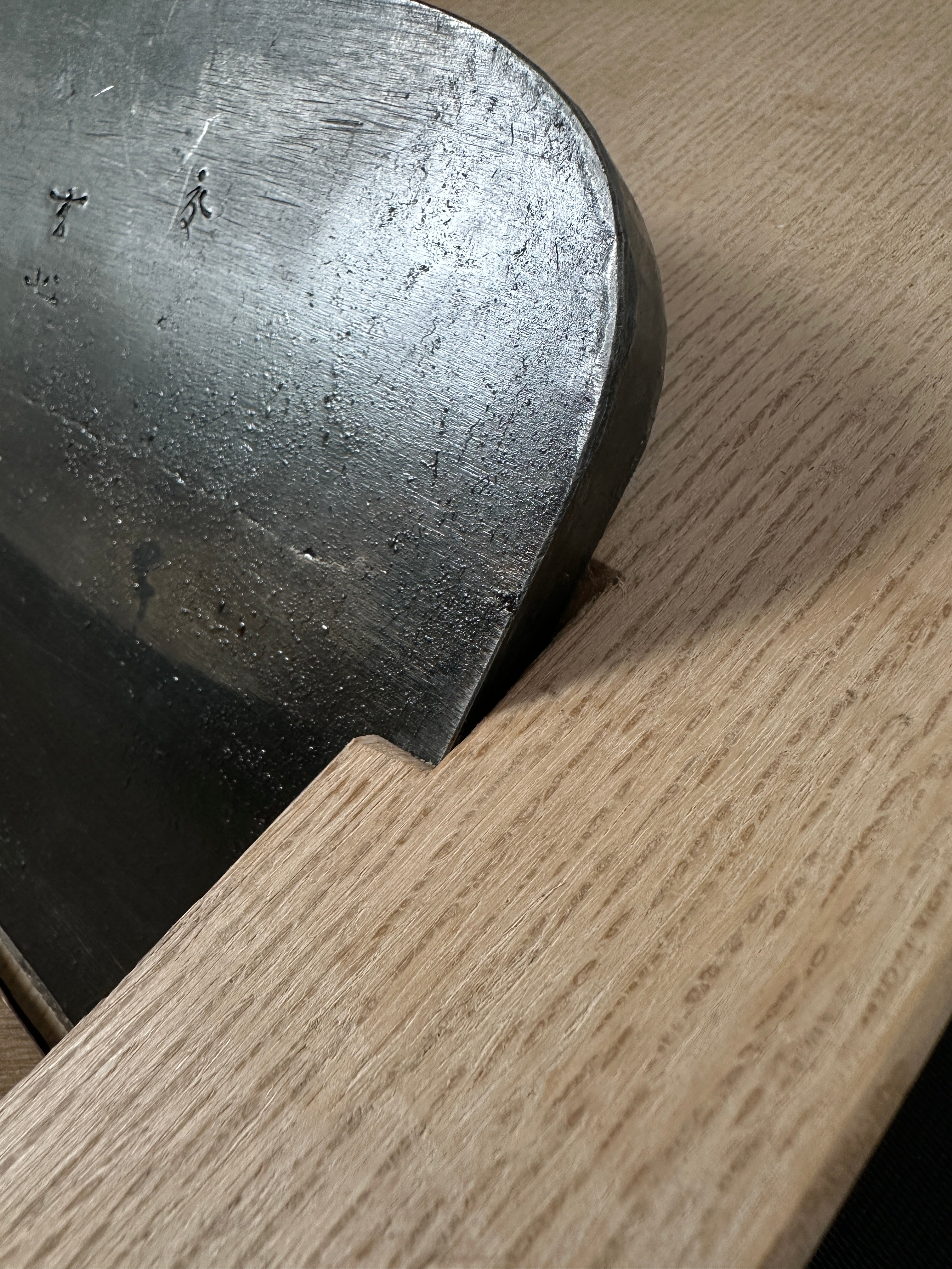 Genshin Large Plane(Kanna) by Funahiro with koyoshiya dai from Collection 蔵出し 舟弘作 玄心 大鉋 猪本台 168mm