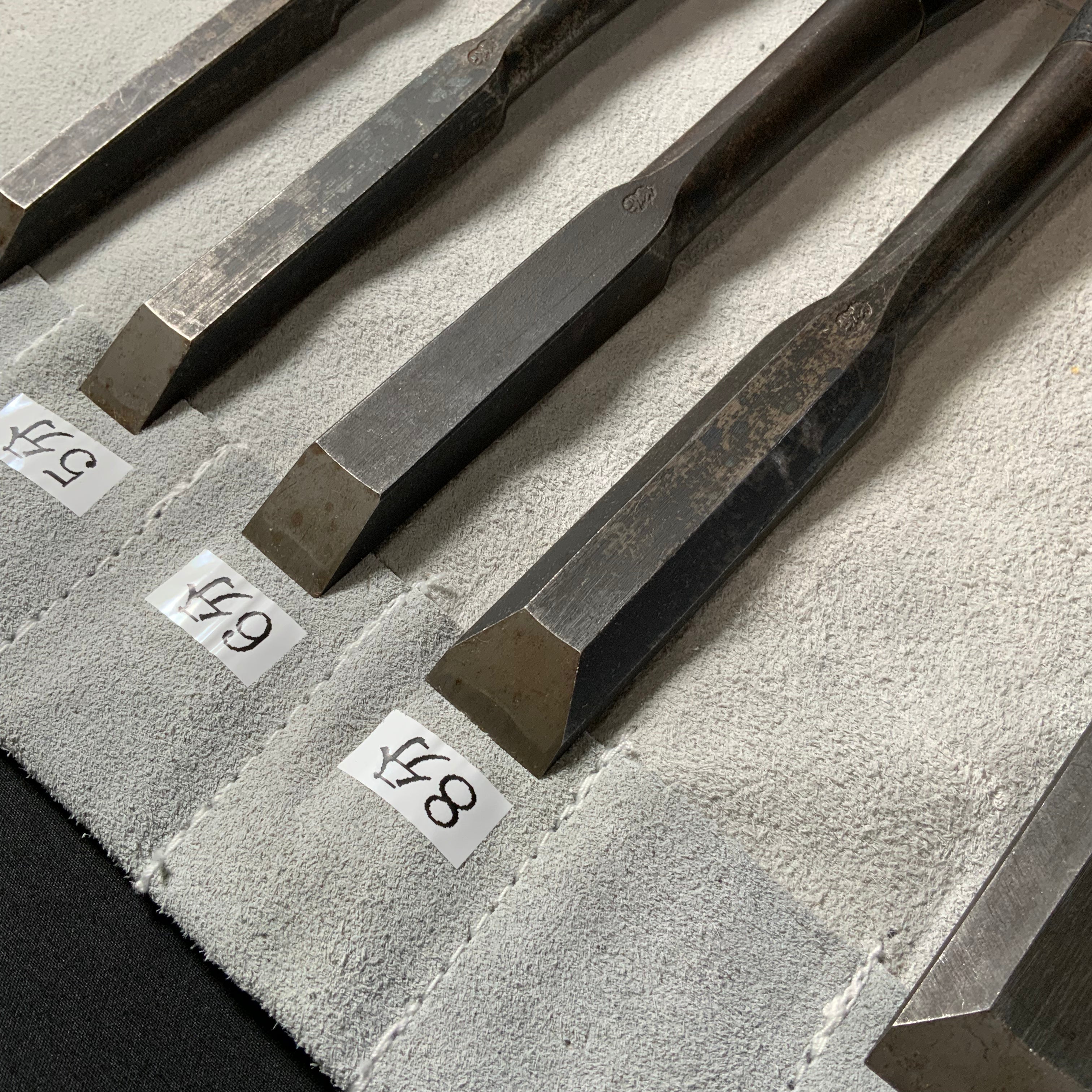 掘出し物 二代目左久作 叩き鑿7本組 池上喬庸作 Old stock Hidari Hisasaku 2rd Timber chisels set 7pc by Ikegami Takanobu Tatakinomi