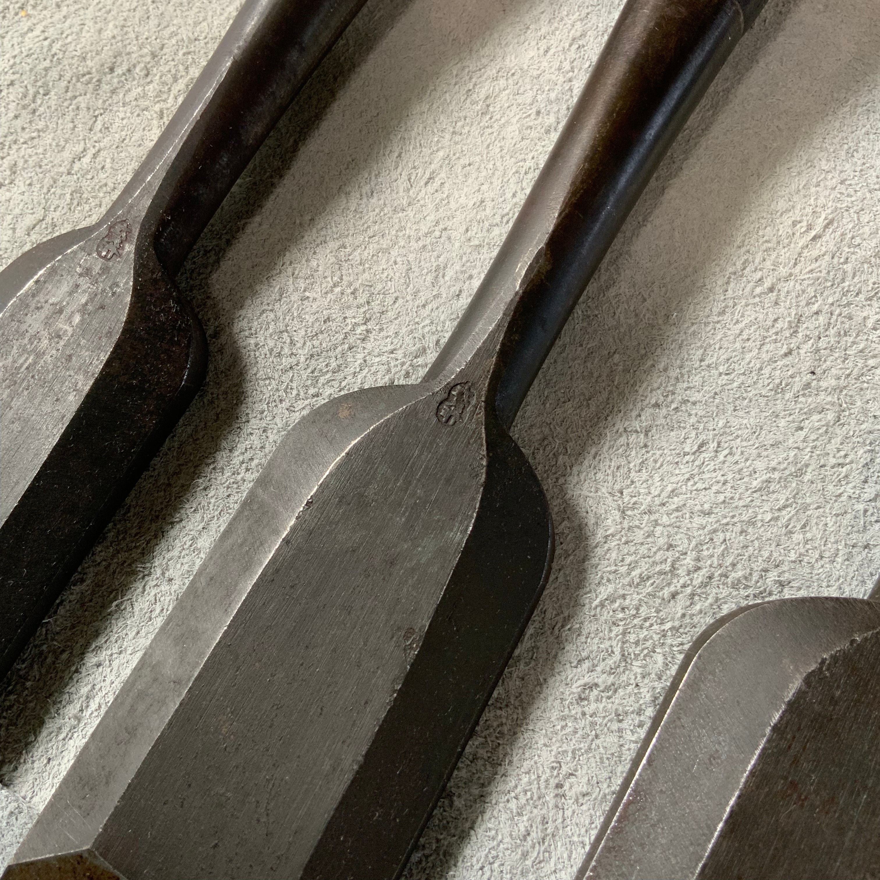 掘出し物 二代目左久作 叩き鑿7本組 池上喬庸作 Old stock Hidari Hisasaku 2rd Timber chisels set 7pc by Ikegami Takanobu Tatakinomi