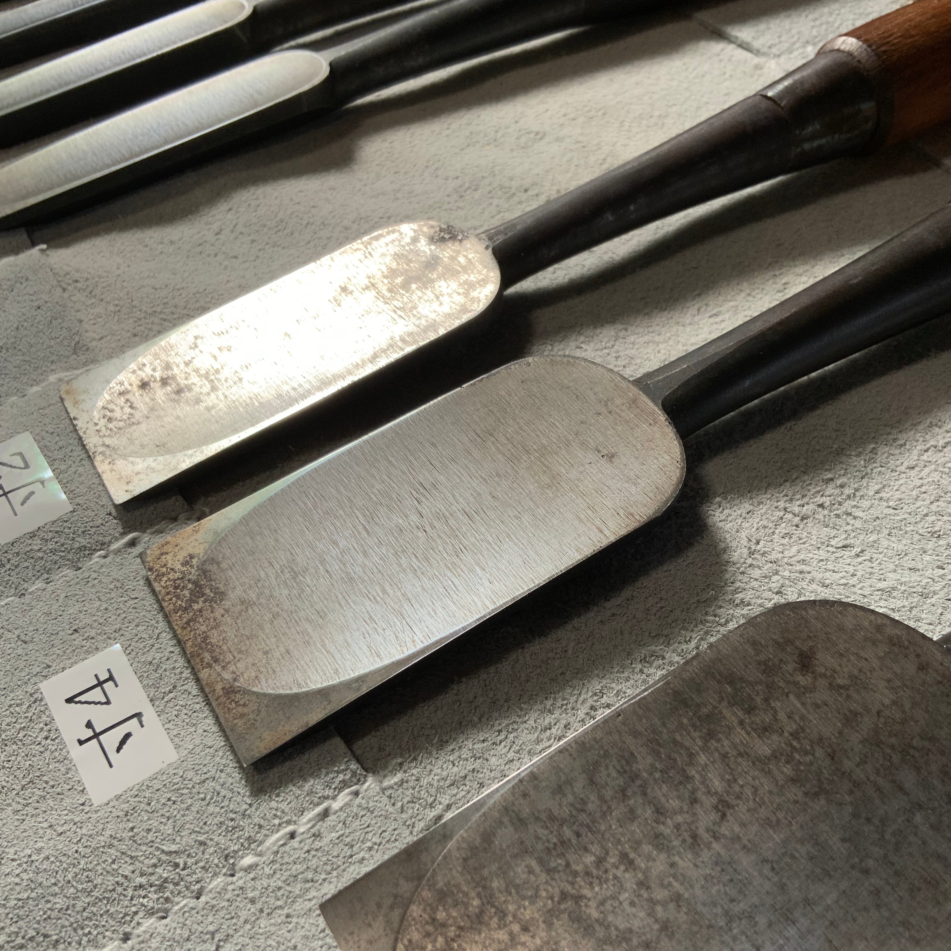 掘出し物 二代目左久作 叩き鑿7本組 池上喬庸作 Old stock Hidari Hisasaku 2rd Timber chisels set 7pc by Ikegami Takanobu Tatakinomi
