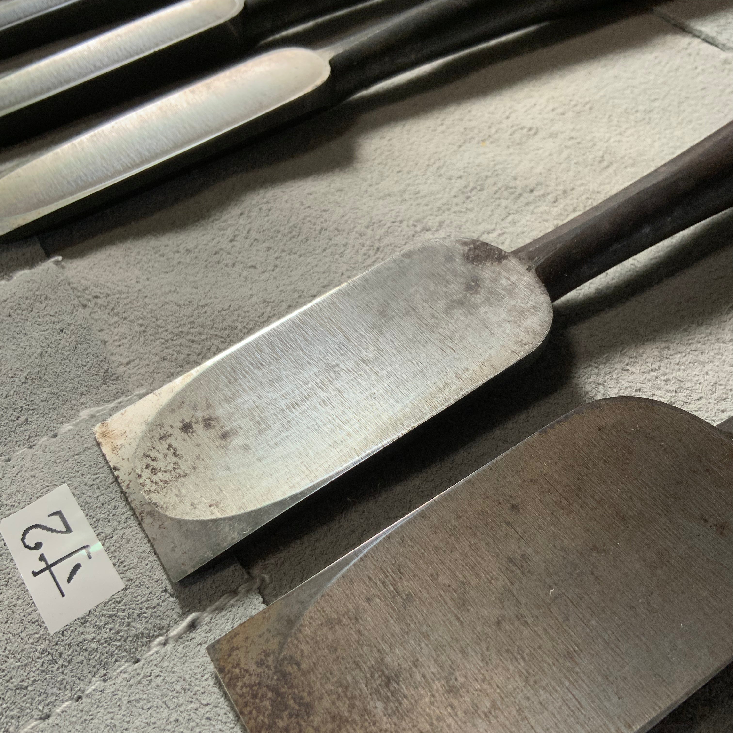 掘出し物 二代目左久作 叩き鑿7本組 池上喬庸作 Old stock Hidari Hisasaku 2rd Timber chisels set 7pc by Ikegami Takanobu Tatakinomi