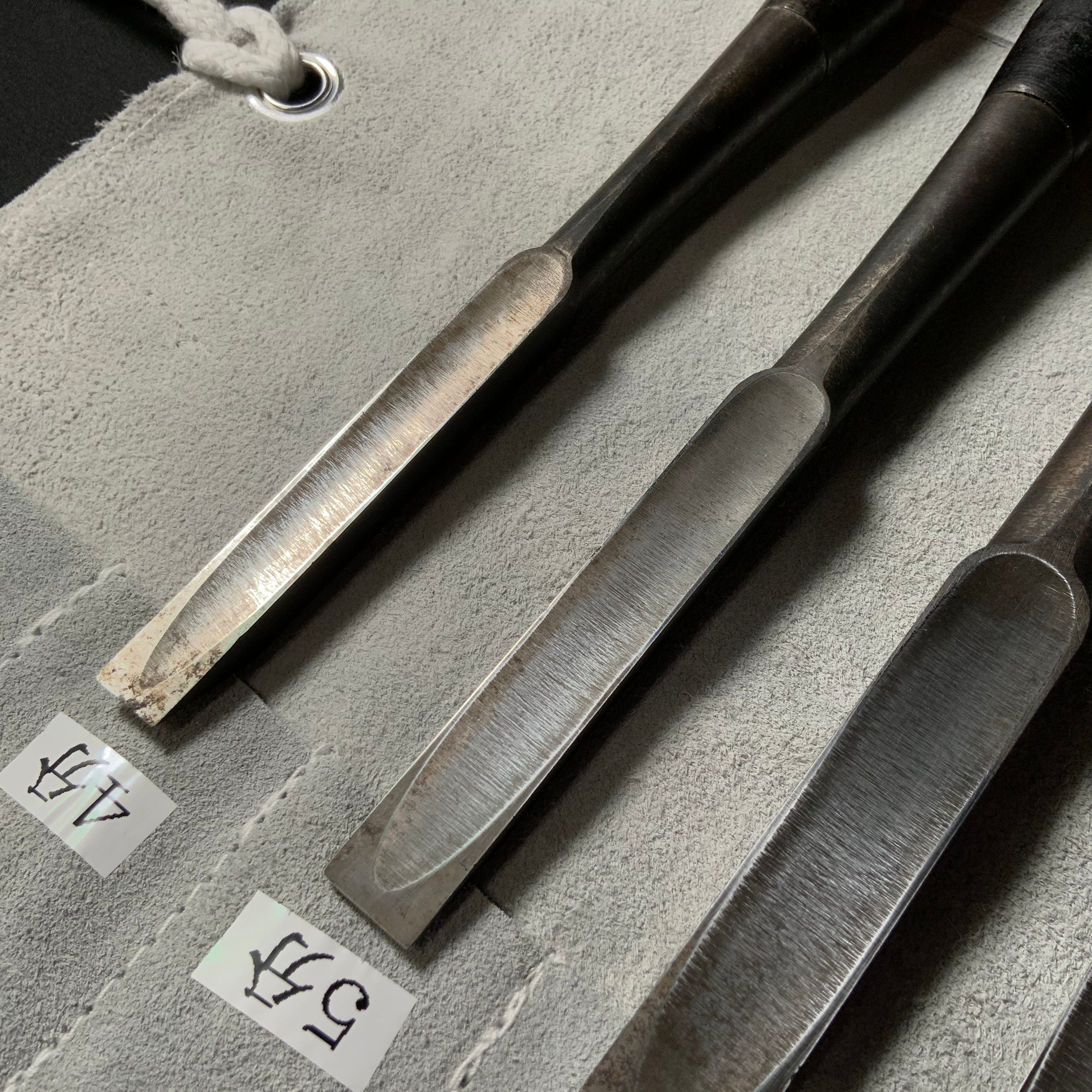 掘出し物 二代目左久作 叩き鑿7本組 池上喬庸作 Old stock Hidari Hisasaku 2rd Timber chisels set 7pc by Ikegami Takanobu Tatakinomi