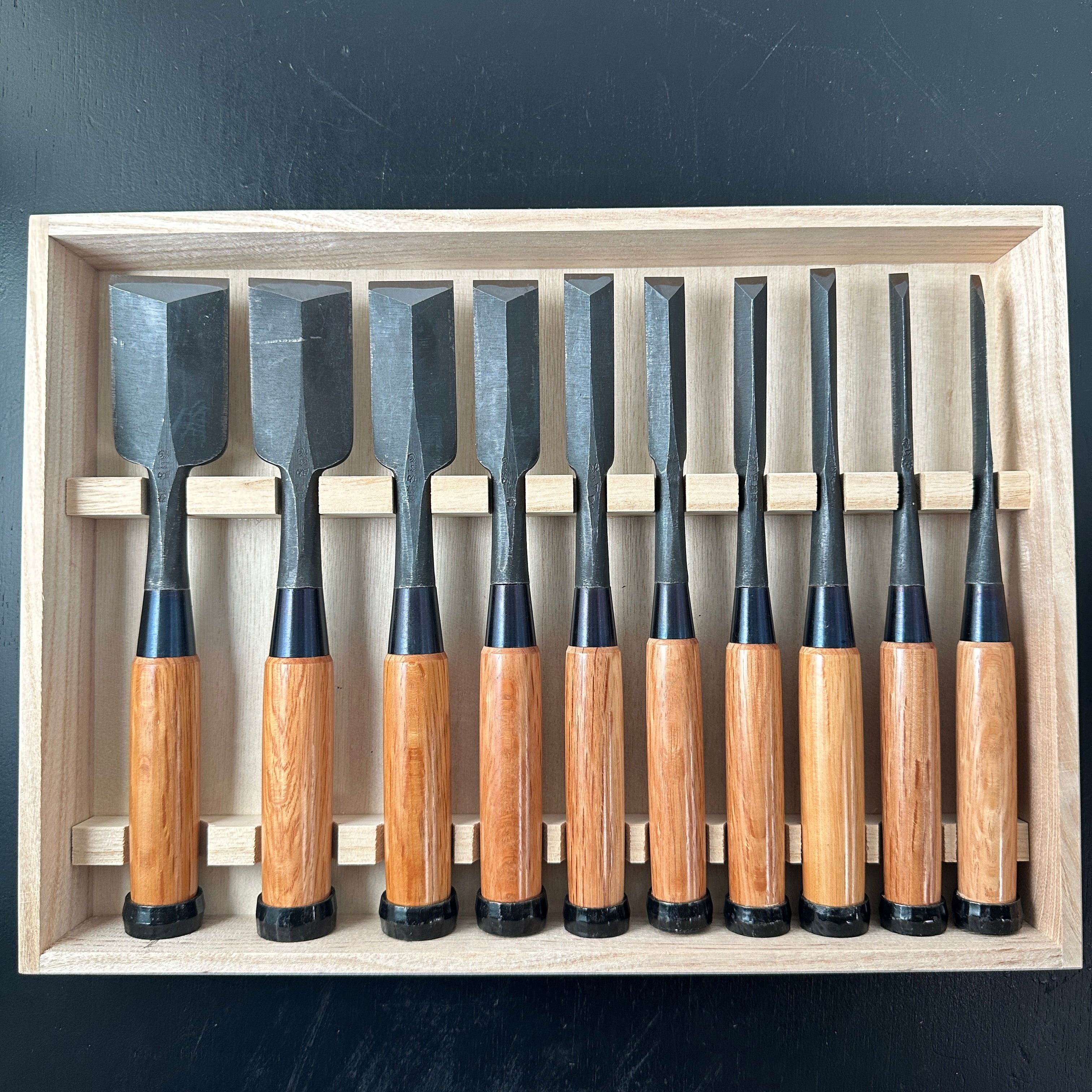 Sukemasa Dovetail Bench chisels set Triple Ura 助正 鎬 三ツ裏 追入組鑿 Oirenomi