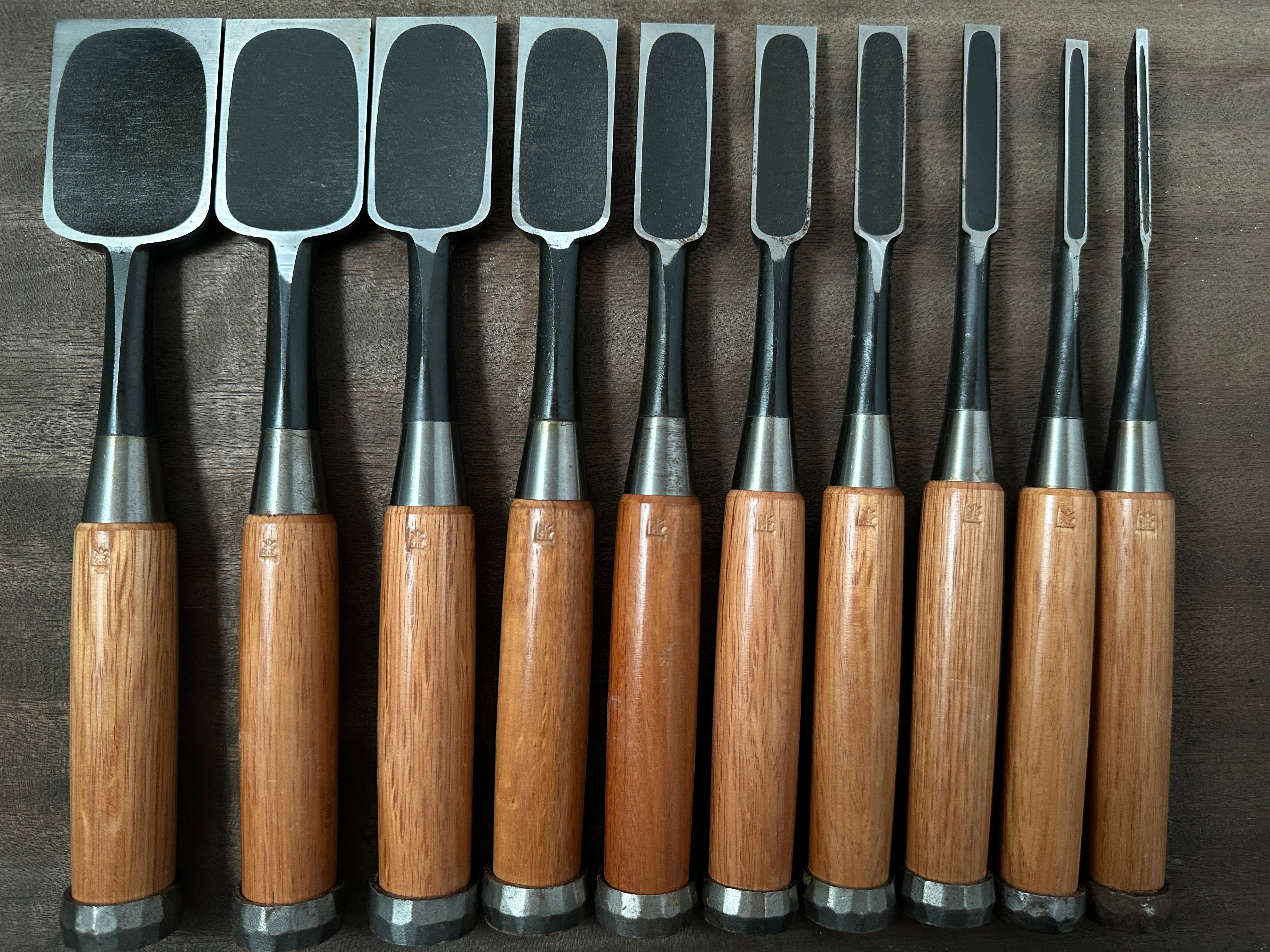 Old stock Hidari Ichihiro Second Generation Bench chisels set 掘出し物 二代目 左市弘 山崎勇作 追入組鑿 Oirenomi