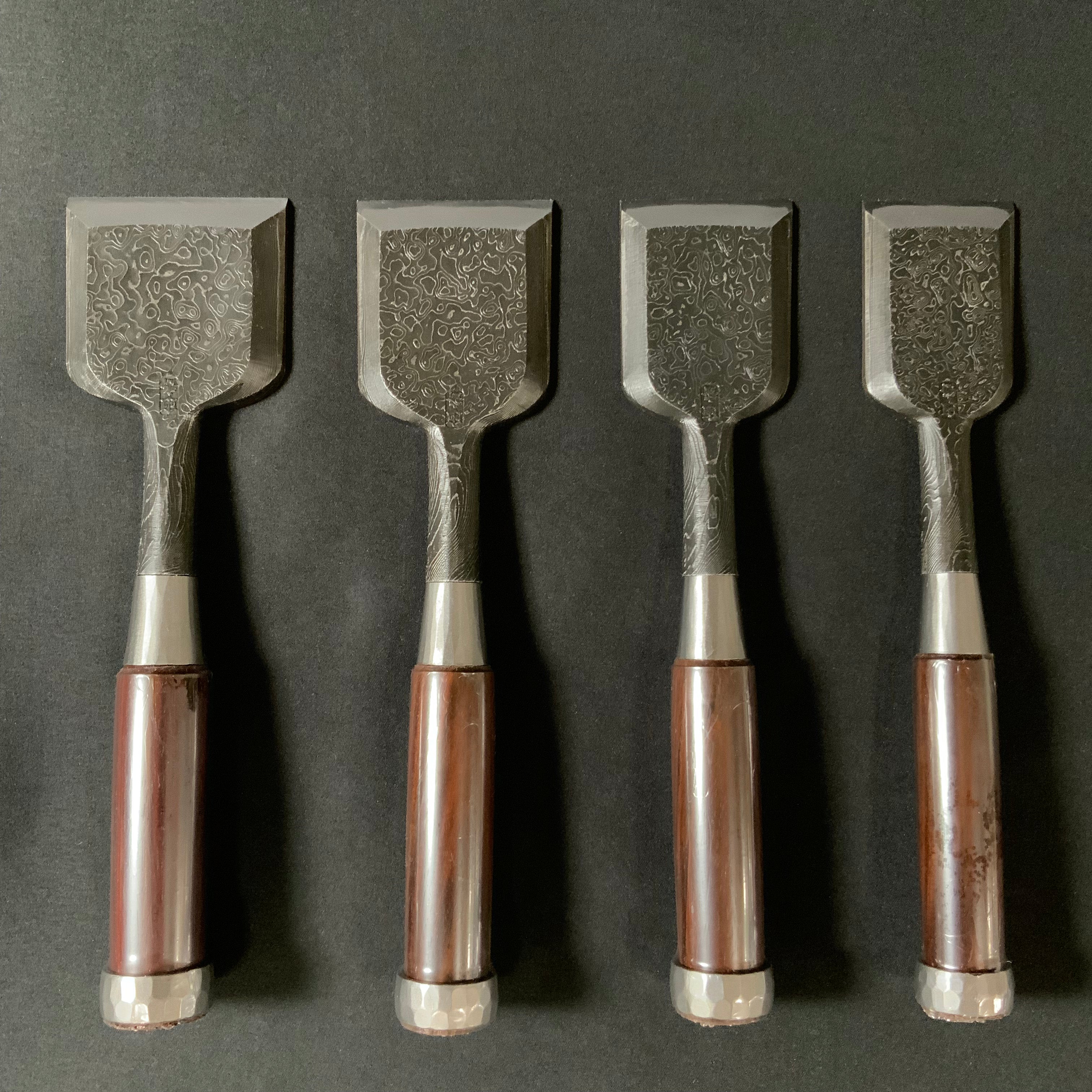Tasai Mokume Special Bench chisels with Rosewood Handle (Large blade width) 田斎作 木目 追入鑿 紫檀柄