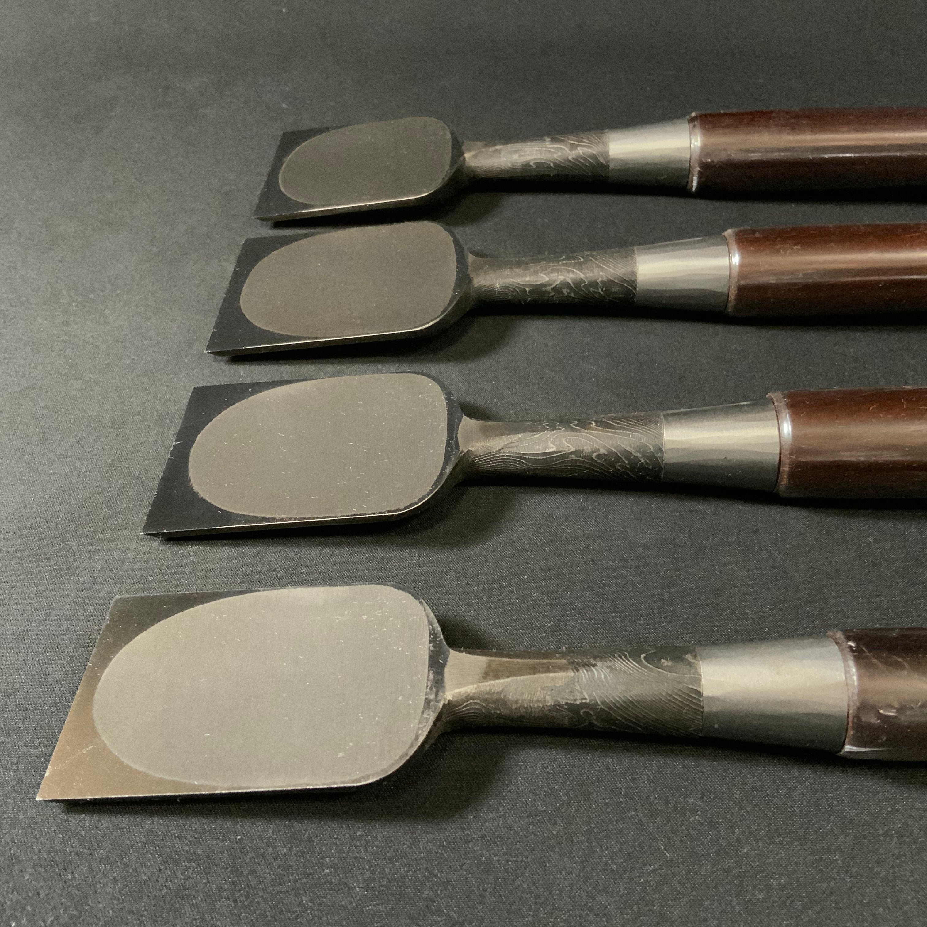 Tasai Mokume Special Bench chisels with Rosewood Handle (Large blade width) 田斎作 木目 追入鑿 紫檀柄