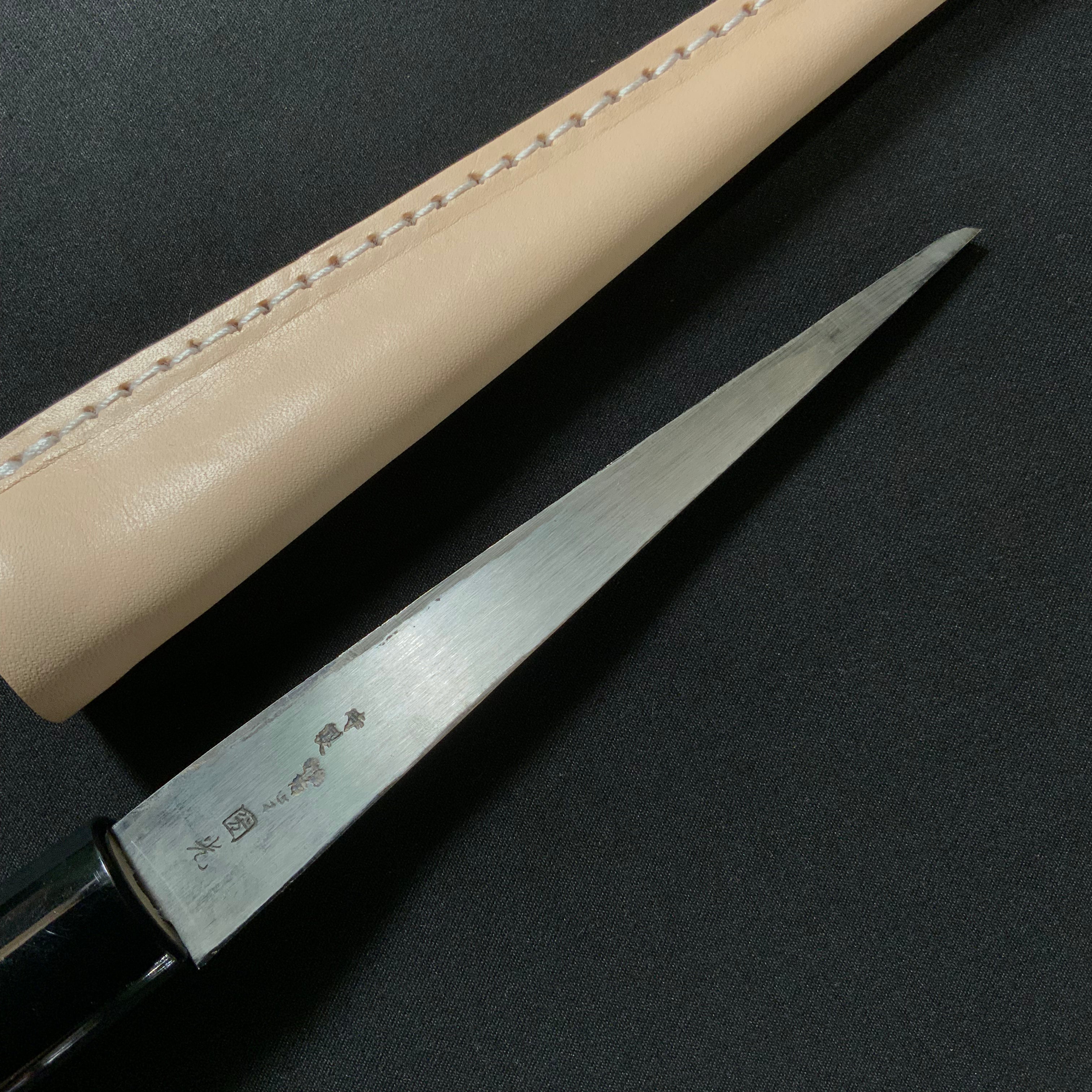 梅心子 繰り小刀 左 革サヤ付 138mm  Baishinshi Kuri Kokatana (Carving knife) with leather sheath Left hand