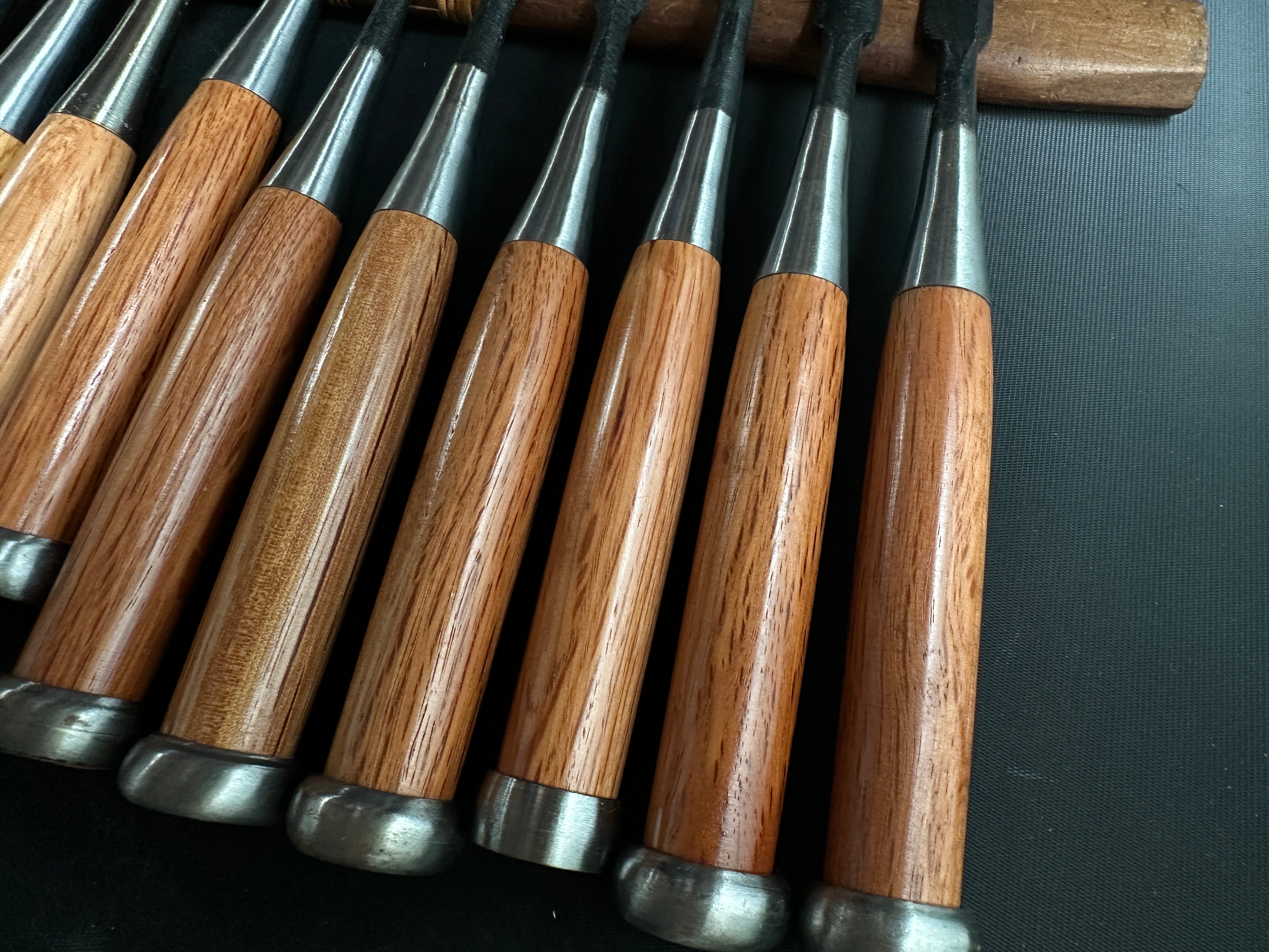 Old Stock Carving chisels set by Blue steel 掘出し物 彫刻組鑿 青紙鋼 10本組
