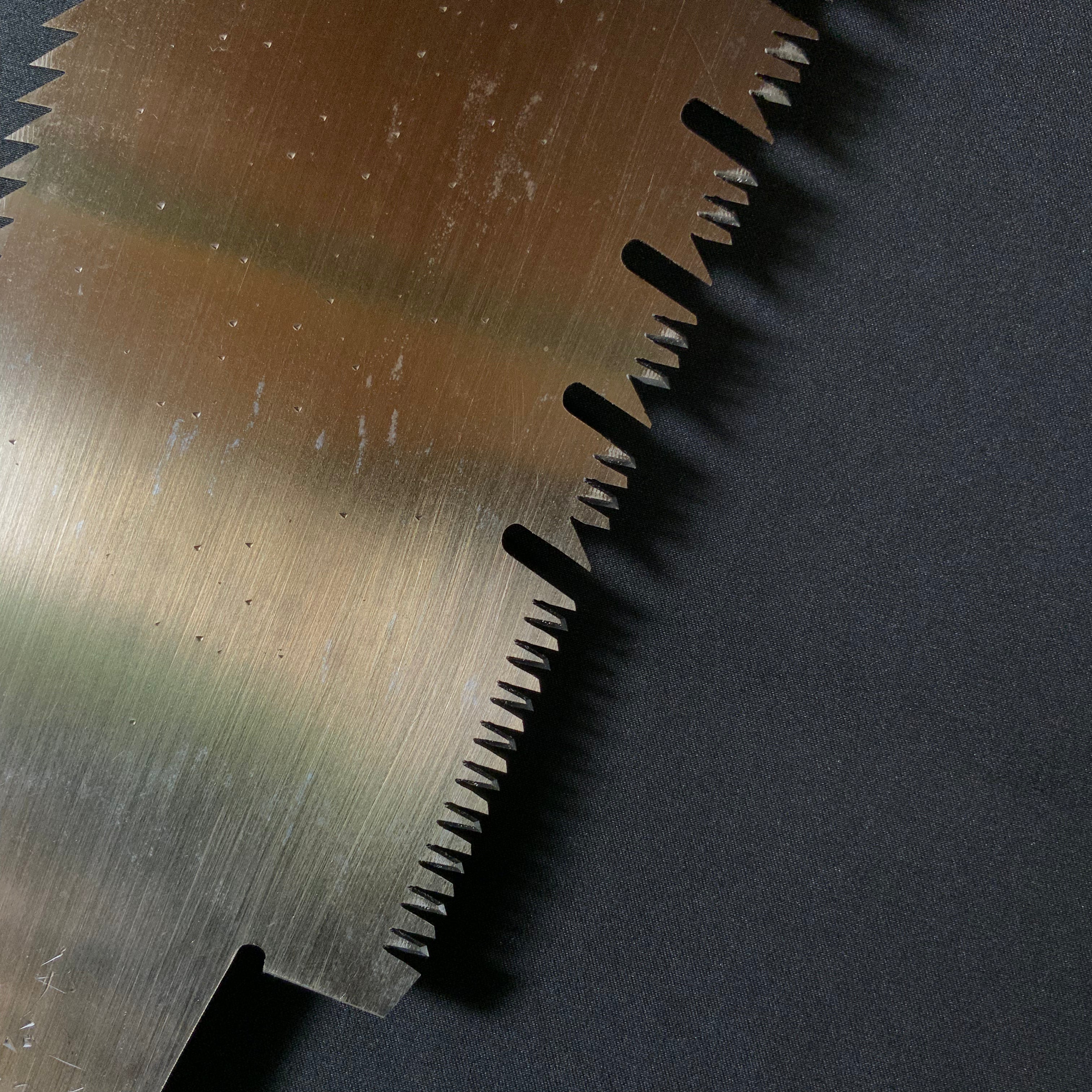 #211 Nagakatsu Double Edge Saw Eddy Type Handles set by Kurashige For Hard Wood 渦巻き柄 両刃鋸 280mm 広葉材用