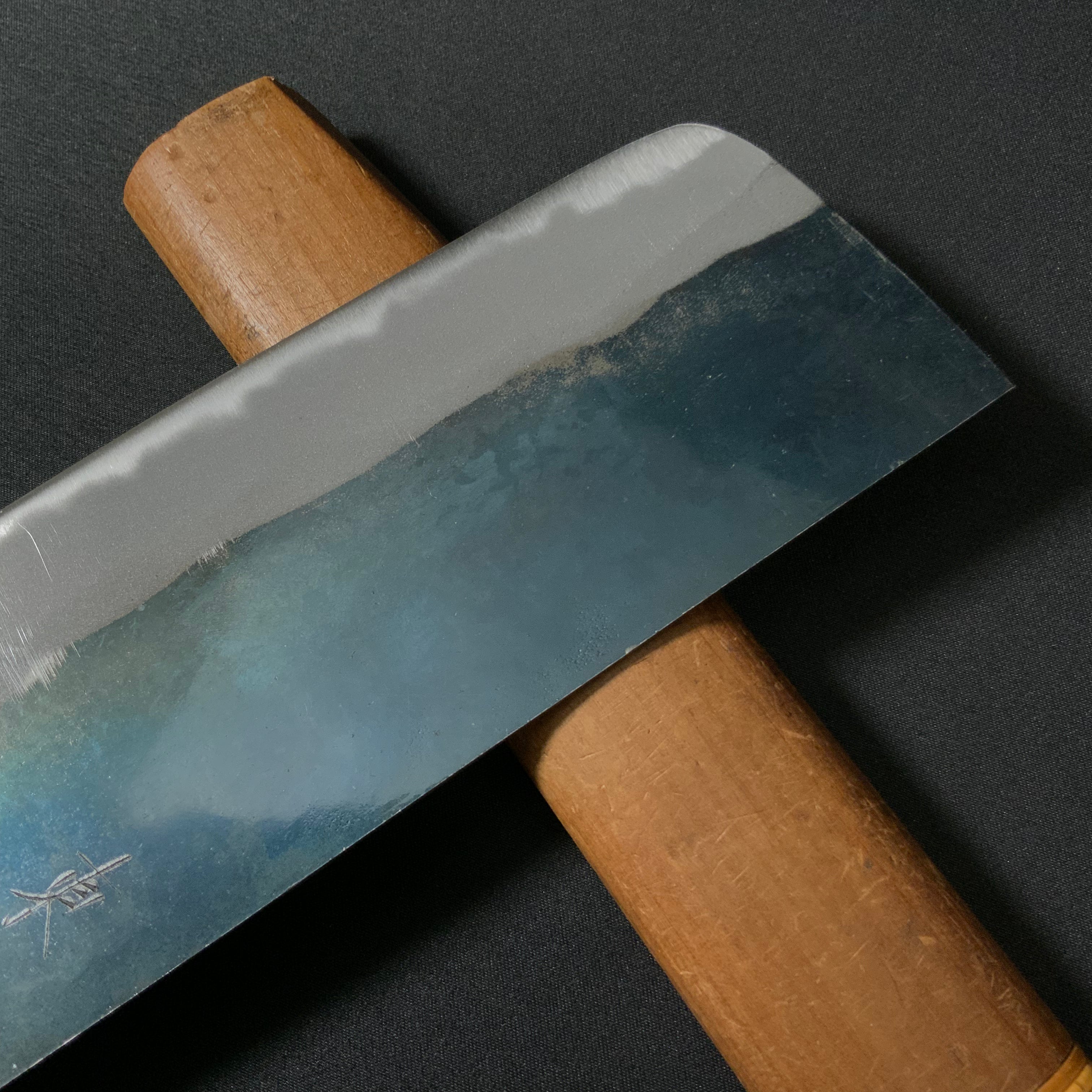 Toufuku Kurouchi Nakiri Hocho White Steel 東福作 黒打 菜切包丁(幅広)白紙付 175mm
