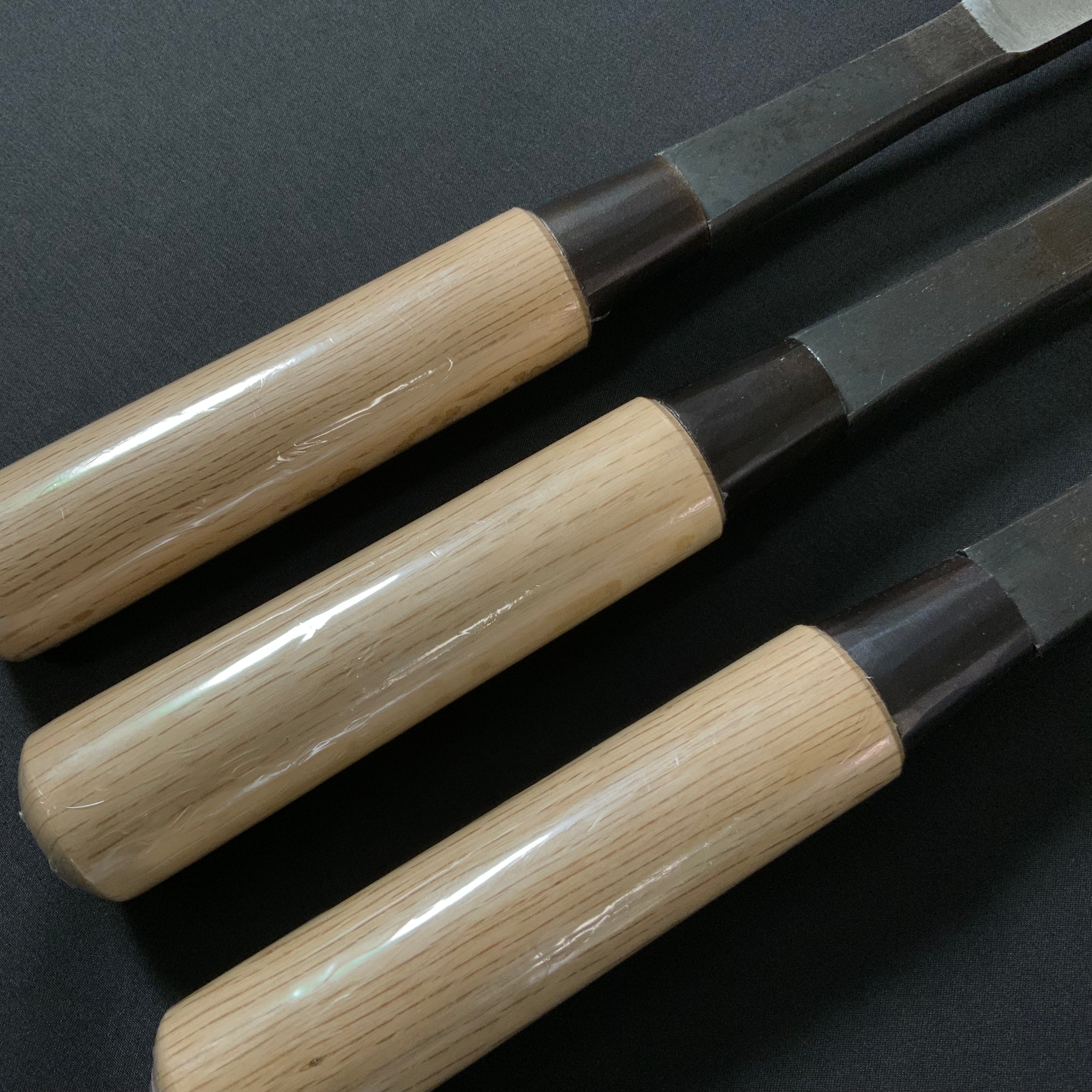 田斎作 黒仕上 腰型鑿 一枚裏 白樫柄 Tasai lumbar chisel with White Oak Handle black finish
