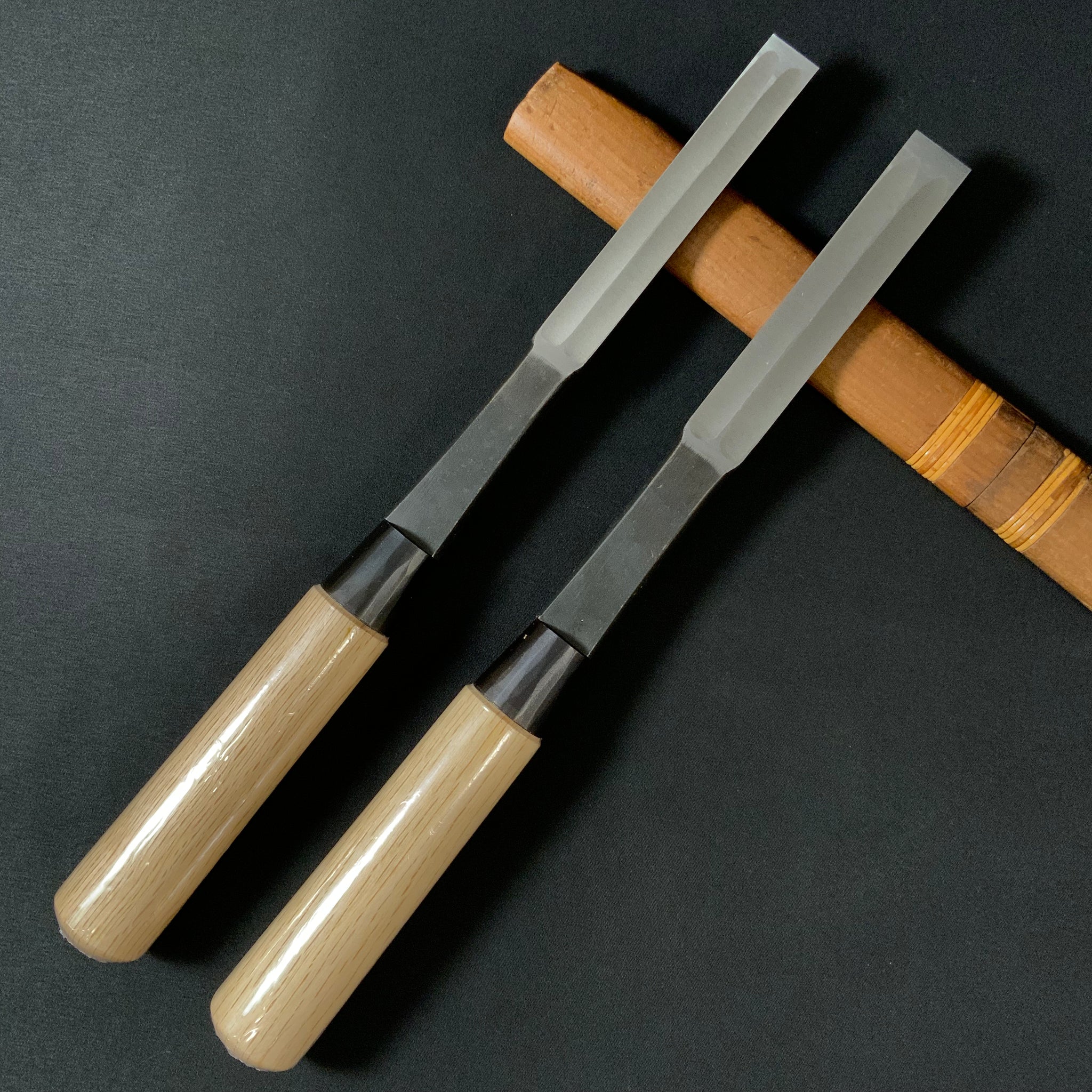 Tasai lumbar chisel with black finish 田斎作 黒仕上 腰方鑿 二枚裏