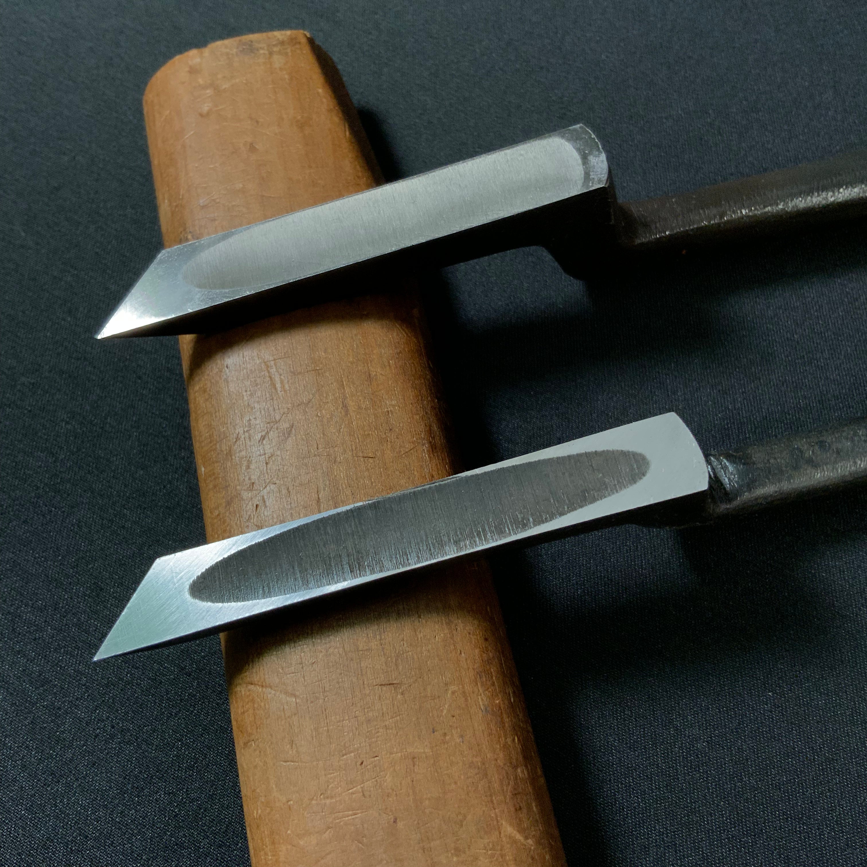 田斎作 黒仕上 角打イスカ 鏝のみ(左) 白樫柄 Tasai Special Trowel chisel (Left Kote nomi) black finished with white oak handle