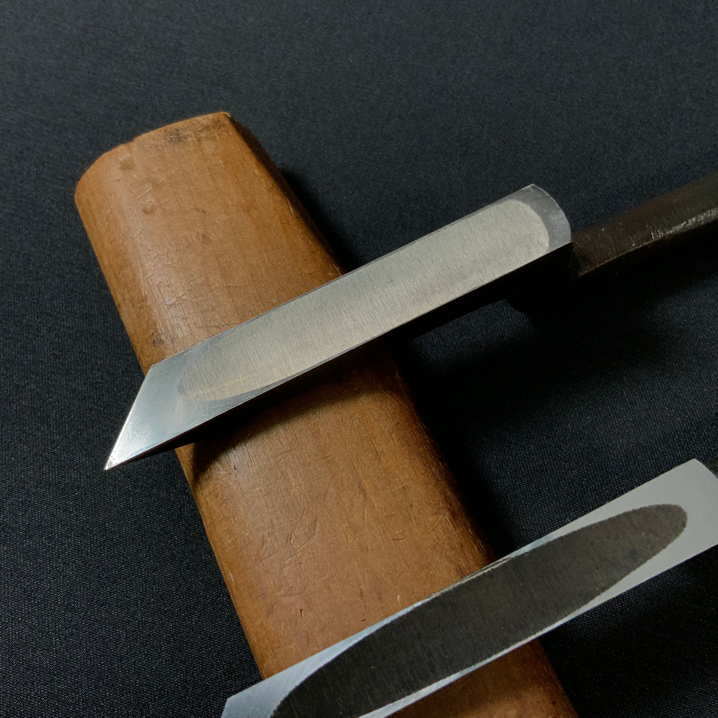 田斎作 黒仕上 角打イスカ 鏝のみ(左) 白樫柄 Tasai Special Trowel chisel (Left Kote nomi) black finished with white oak handle