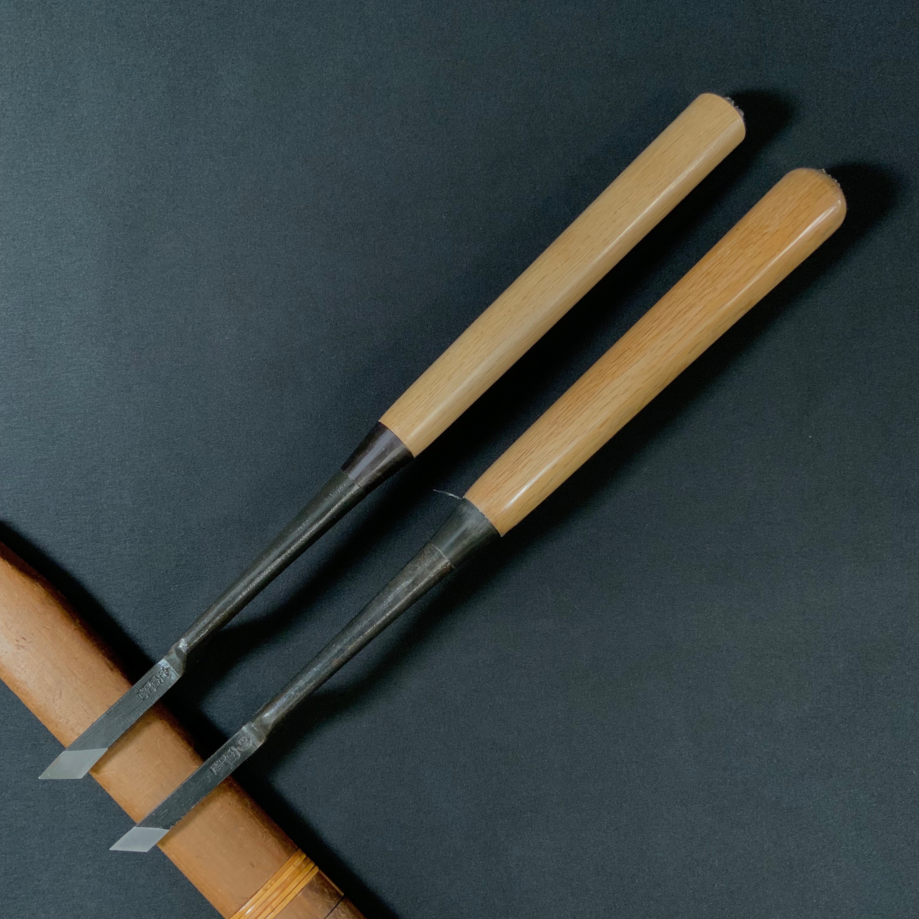 田斎作 黒仕上 角打イスカ 鏝のみ(左) 白樫柄 Tasai Special Trowel chisel (Left Kote nomi) black finished with white oak handle