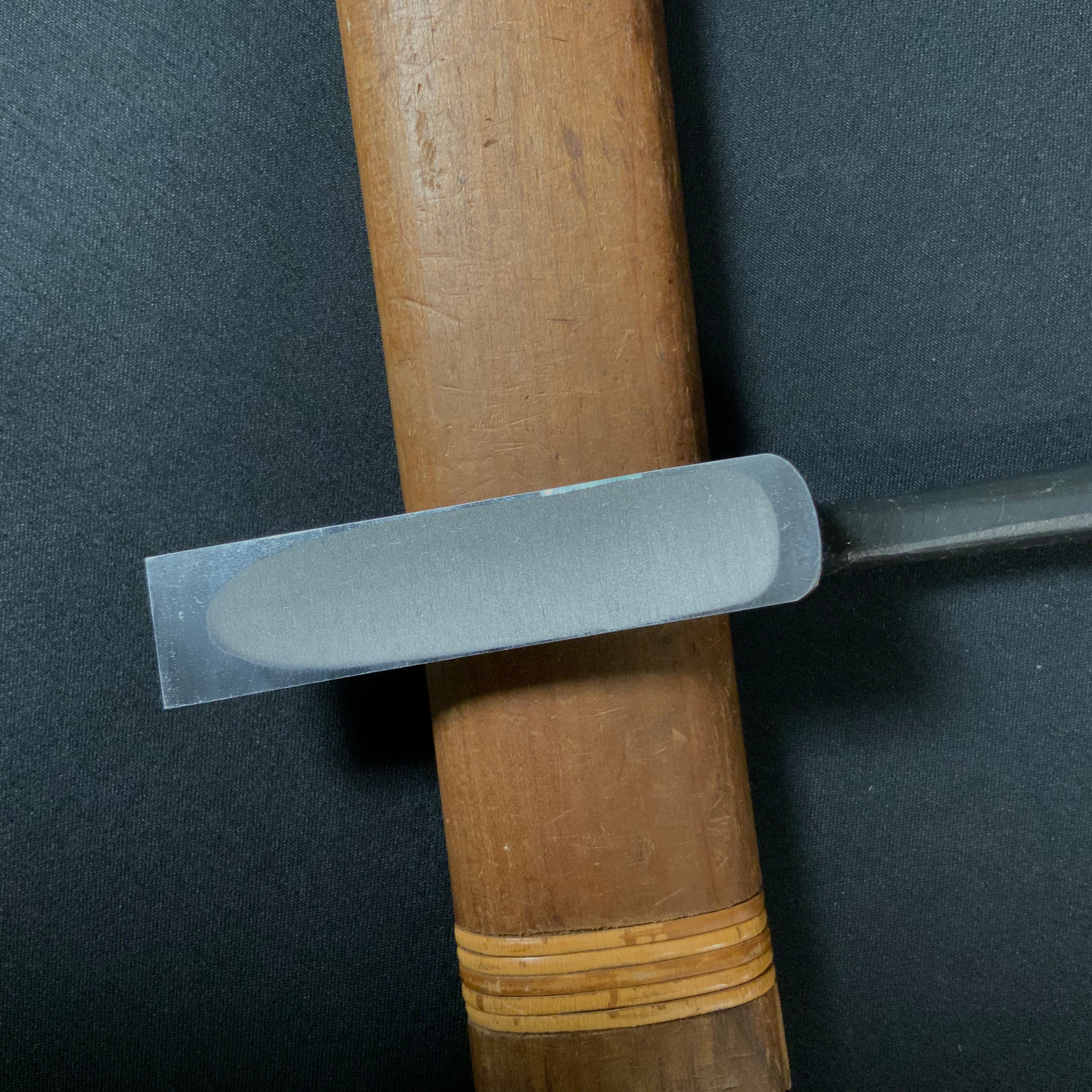 田斎作 黒仕上 鎬コテのみ 赤樫柄 Tasai Special Dovetail type Trowel chisel (Kote nomi) black finished with red wood handle