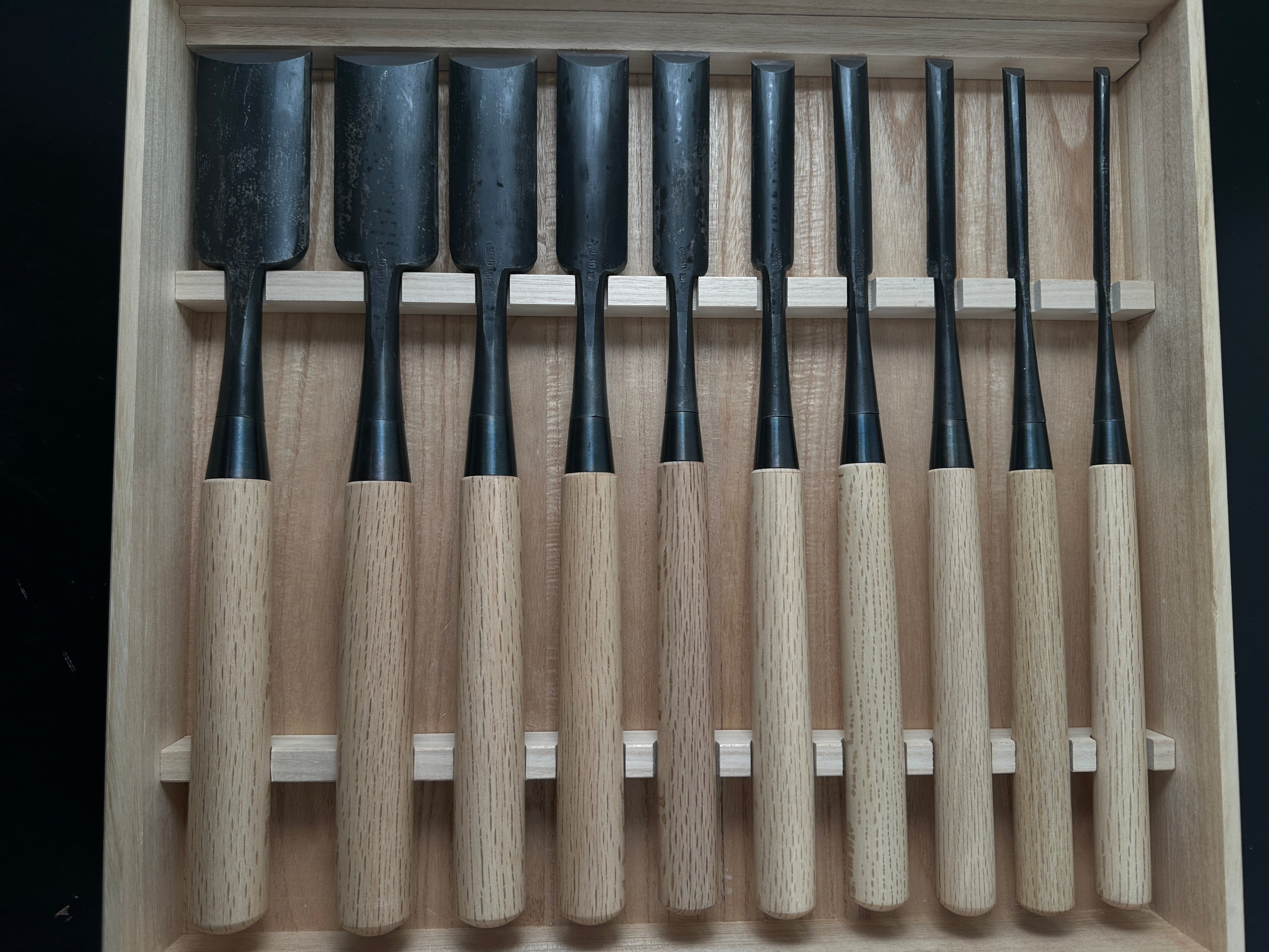 Fujihiro Koumaru Type Paring chisels Triple ura set by Chuutarou Imai 今井忠太郎作 二治弘 甲丸薄組鑿 Usuinomi #3