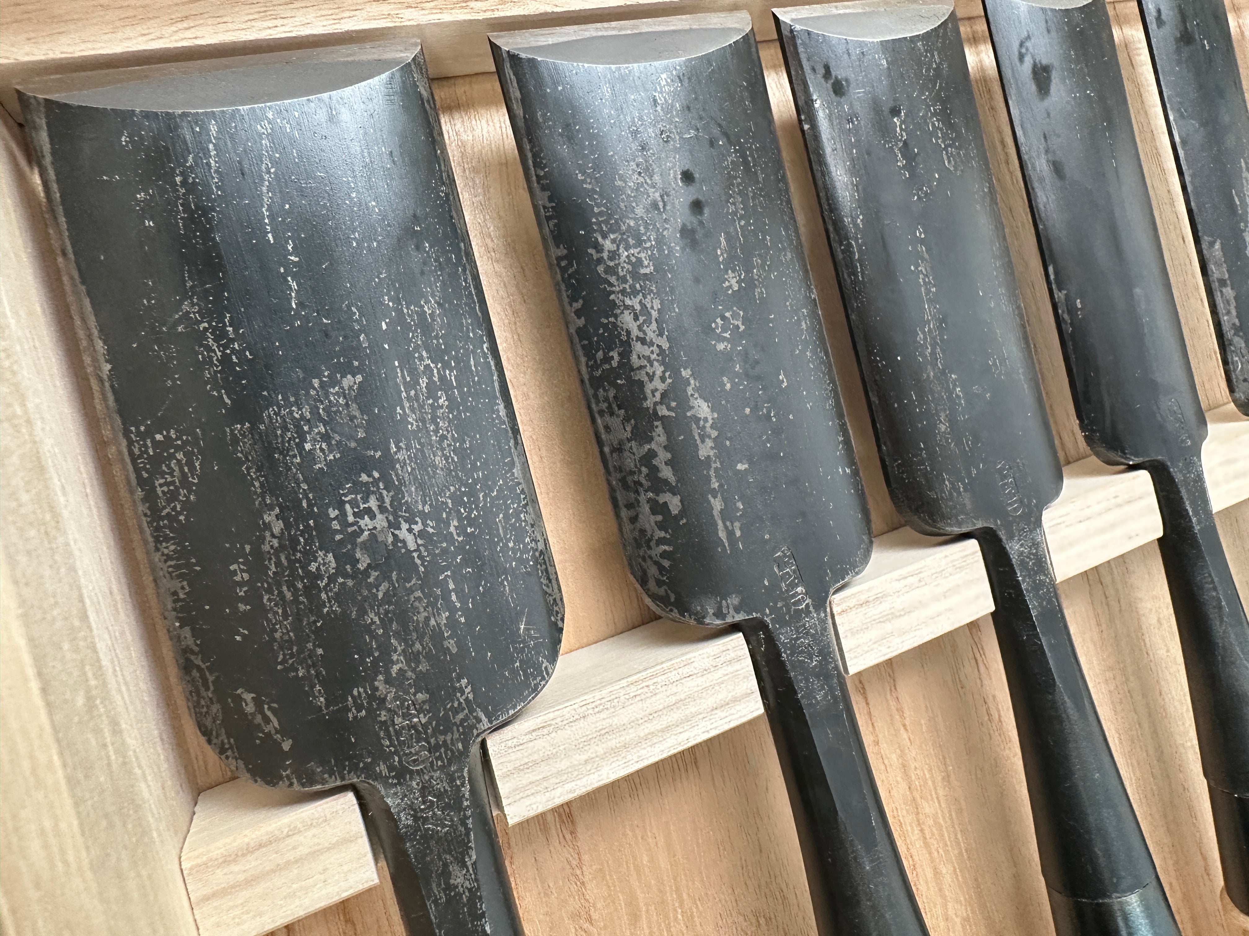 Fujihiro Koumaru Type Paring chisels Triple ura set by Chuutarou Imai 今井忠太郎作 二治弘 甲丸薄組鑿 Usuinomi #3