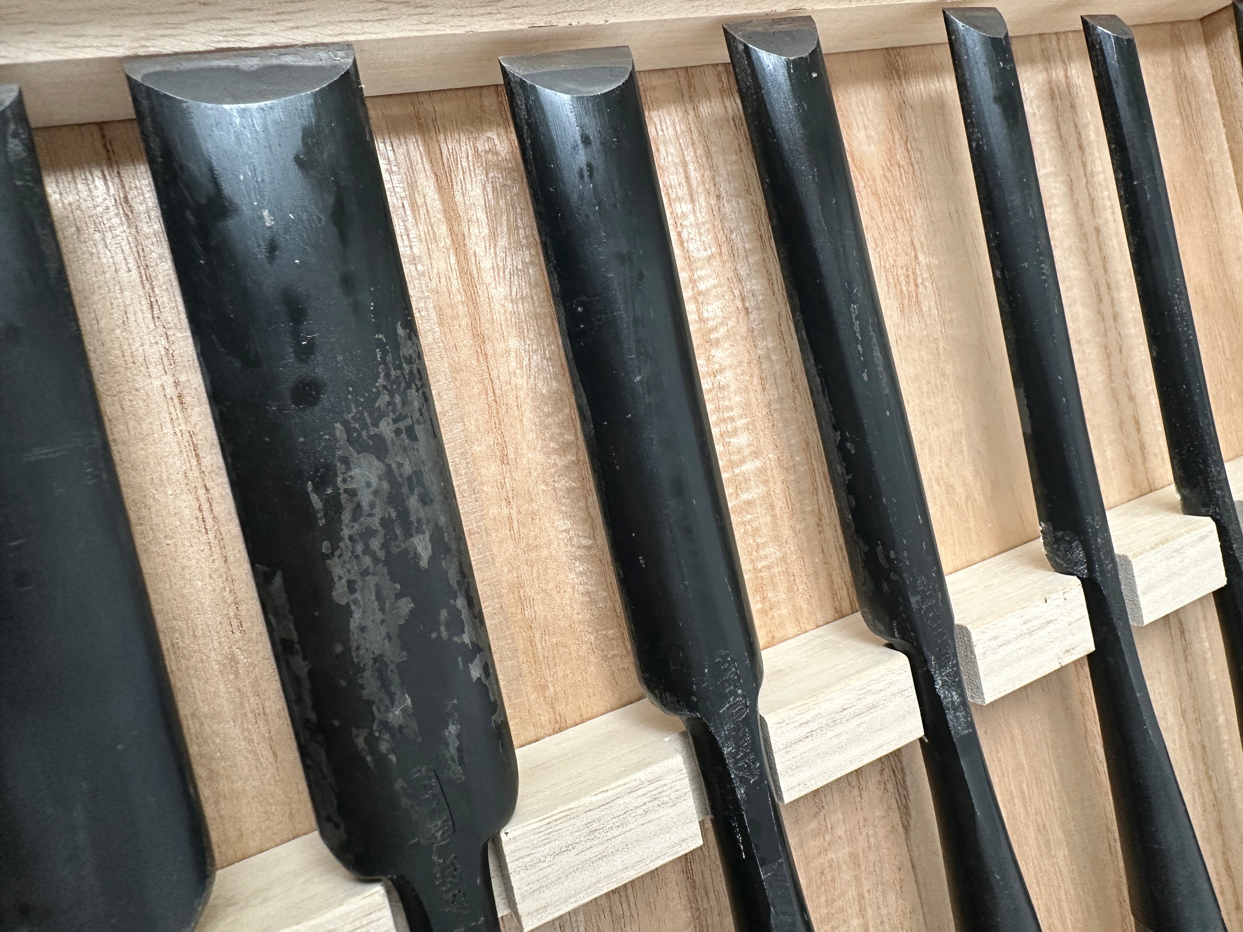 Fujihiro Koumaru Type Paring chisels Triple ura set by Chuutarou Imai 今井忠太郎作 二治弘 甲丸薄組鑿 Usuinomi #3