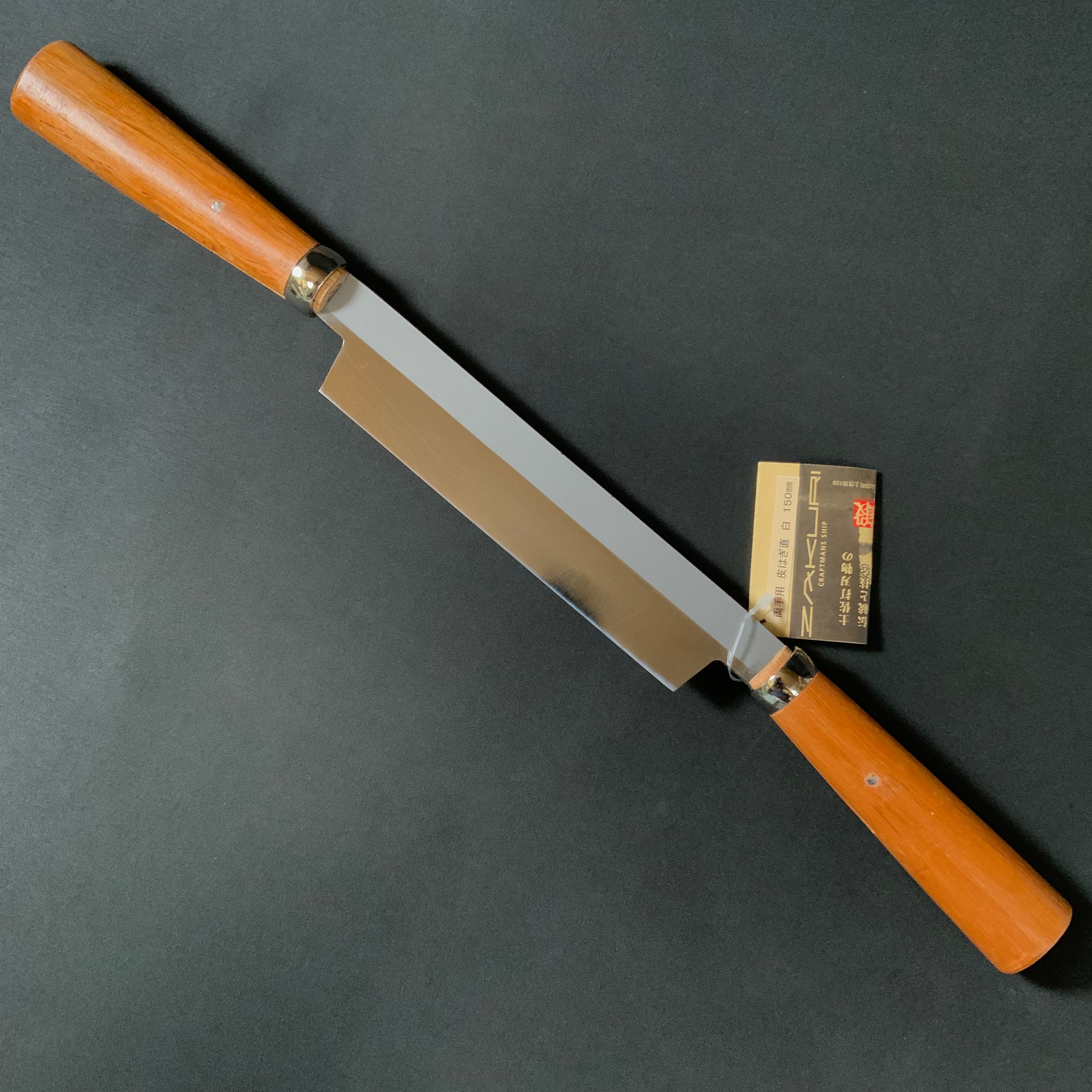 ZAKURI Sen Woodworking Drawknife White Steel 土佐刃物 木工用銑 両手用皮はぎ 直 150mm