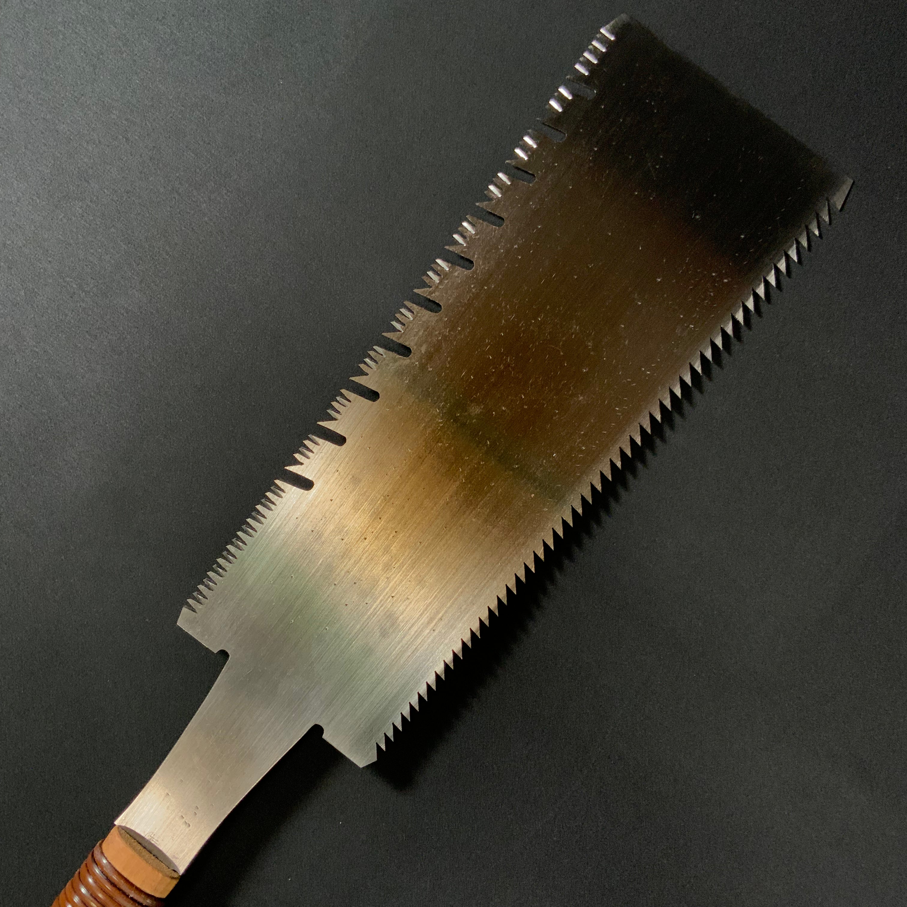 #217 Nagakatsu Double Edge Saw Eddy Type Handles set by Kurashige For Soft Wood 渦巻き柄 両刃鋸 280mm 針葉材用