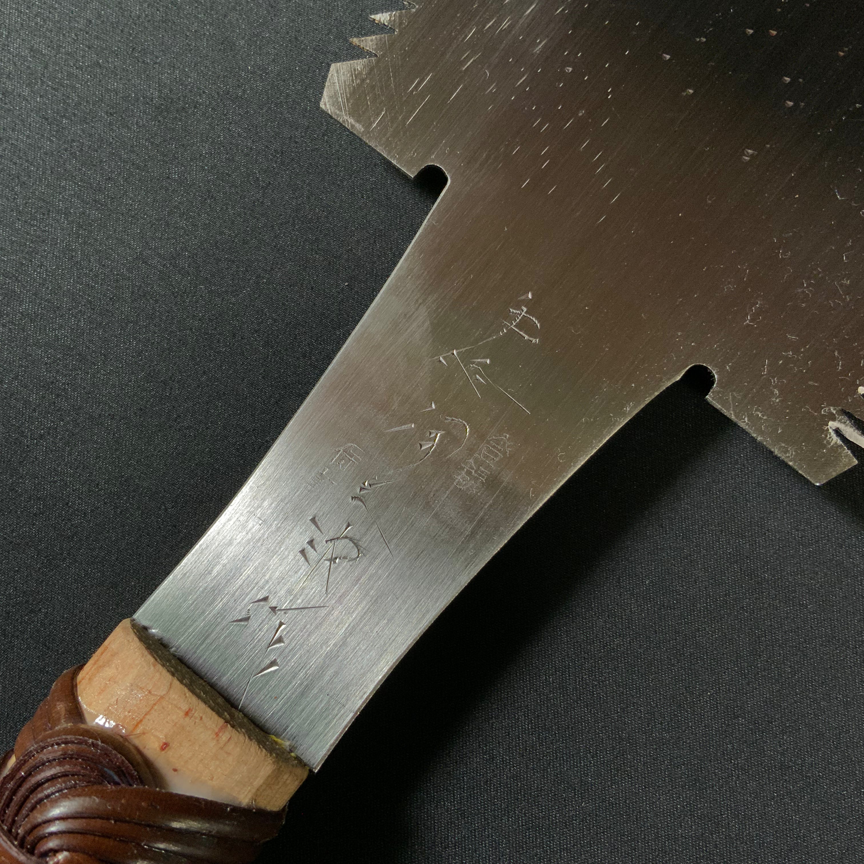 #218 Nagakatsu Double Edge Saw Eddy Type Handles set by Kurashige For Soft Wood 渦巻き柄 両刃鋸 280mm 針葉材用