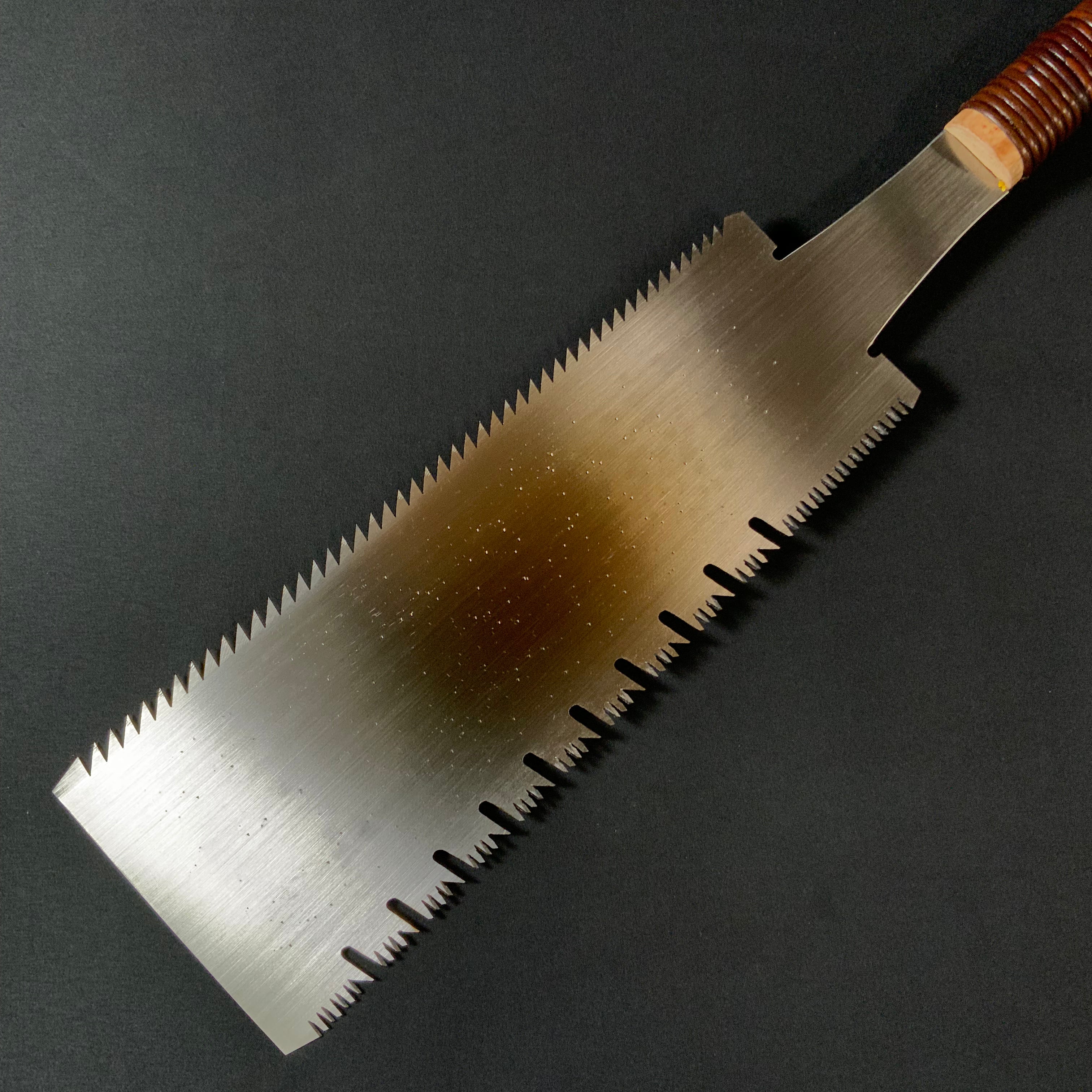 #218 Nagakatsu Double Edge Saw Eddy Type Handles set by Kurashige For Soft Wood 渦巻き柄 両刃鋸 280mm 針葉材用