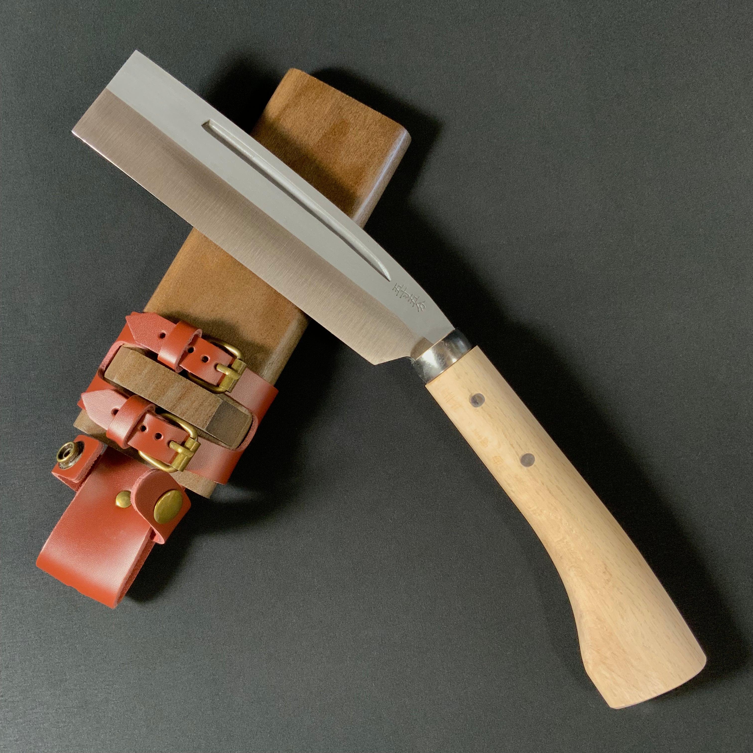 味方屋作 鉈 片刃 磨き仕上げ 右 165mm Ajikataya Single edged Nata by HinoUra Tsukasa Right hand