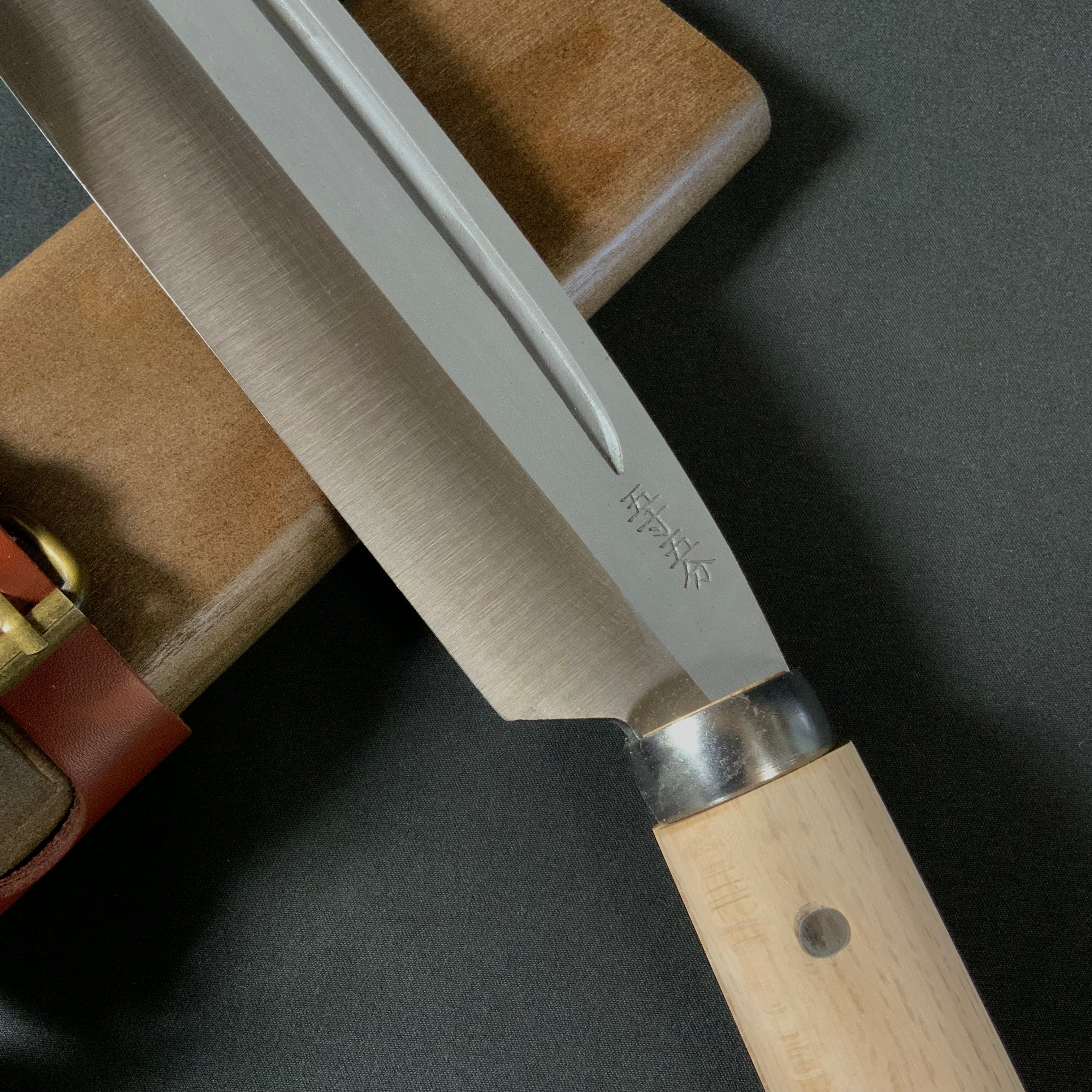 味方屋作 鉈 片刃 磨き仕上げ 右 165mm Ajikataya Single edged Nata by HinoUra Tsukasa Right hand