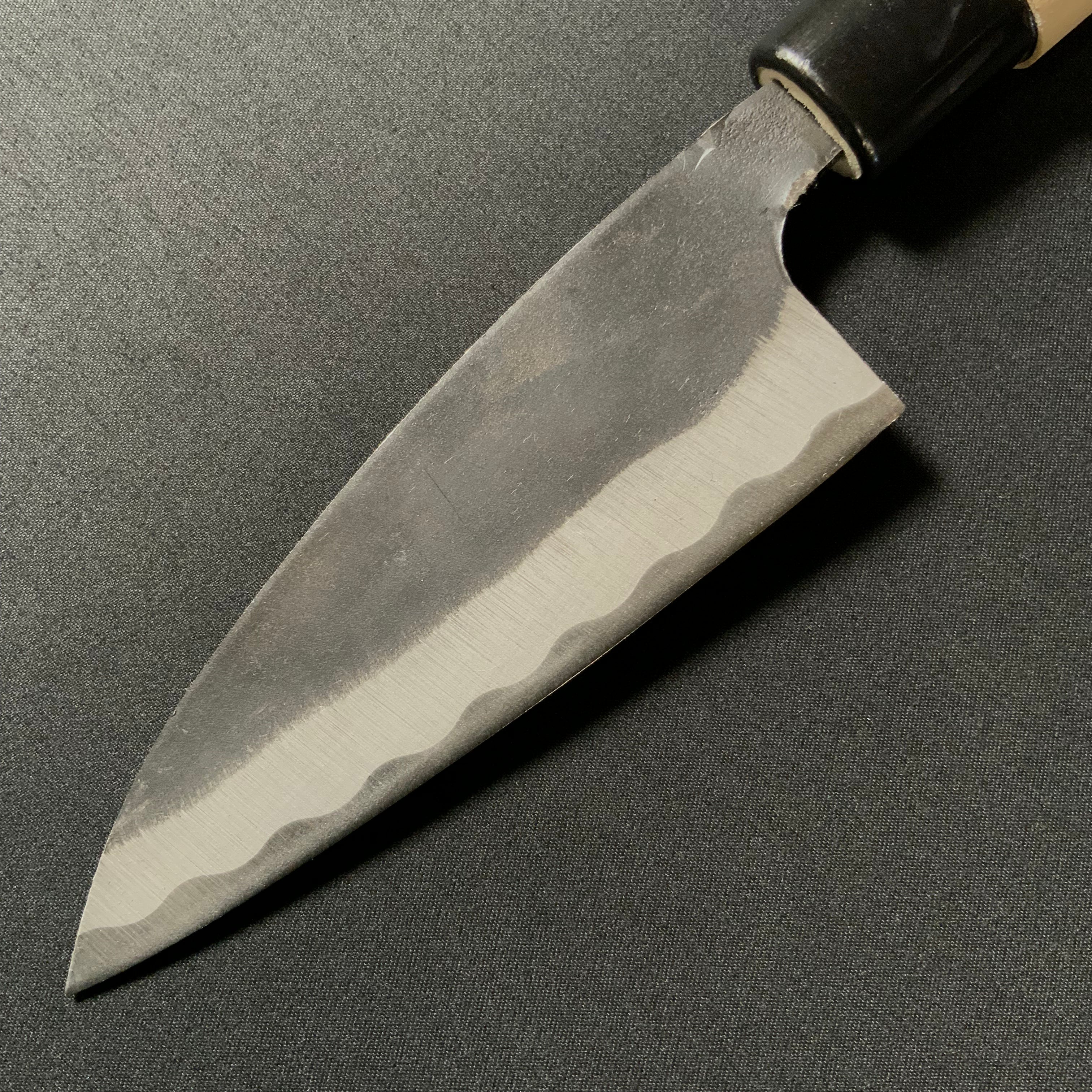 Norimasa Black-forged true laminated blade with oak handle     則正  黒打本割込 樫柄付 105mm