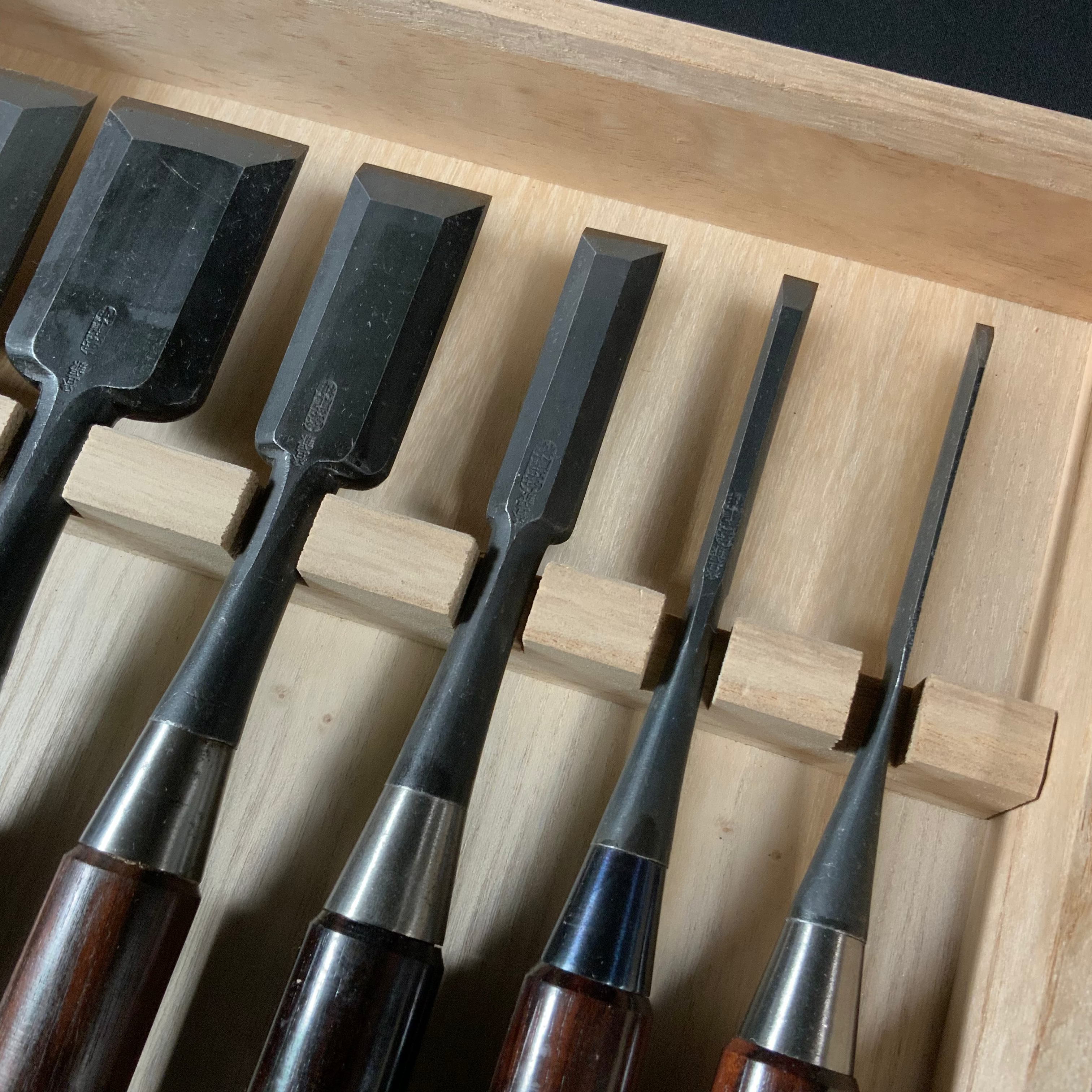 #M190 Old Stock TakaraRyujin Bench chisels 6pc set 掘出し物 宝龍神 追入鑿 6本組