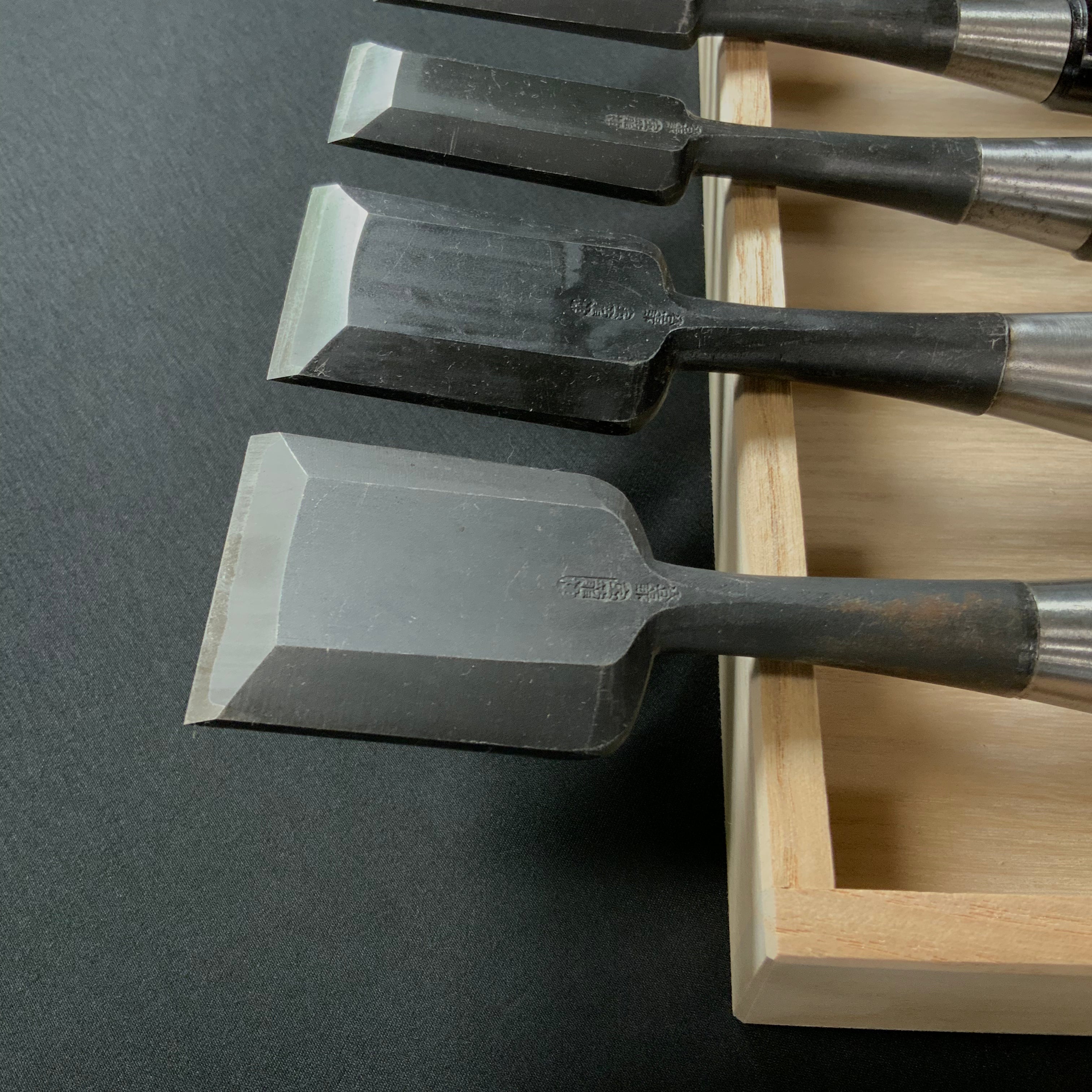 #M190 Old Stock TakaraRyujin Bench chisels 6pc set 掘出し物 宝龍神 追入鑿 6本組