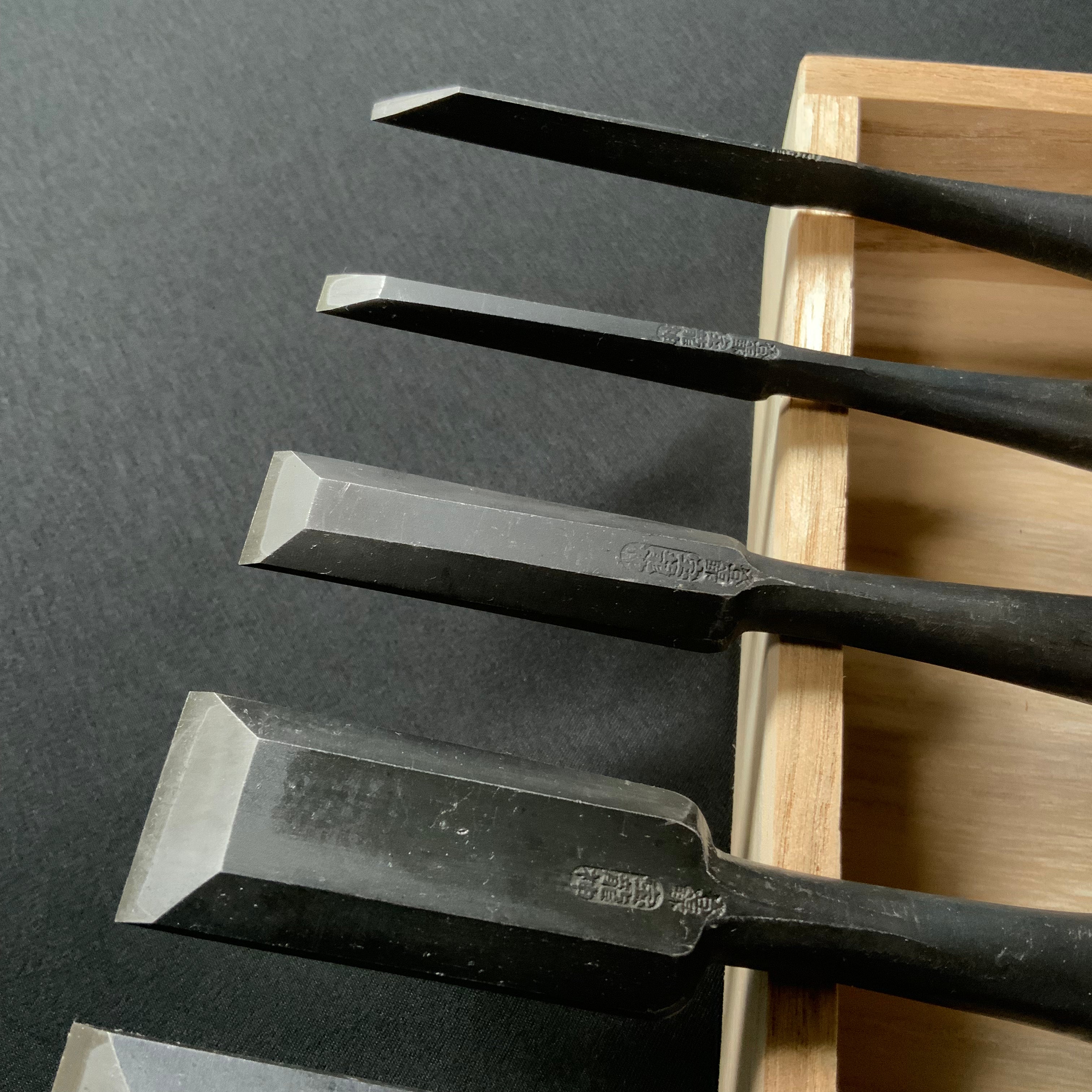 #M190 Old Stock TakaraRyujin Bench chisels 6pc set 掘出し物 宝龍神 追入鑿 6本組