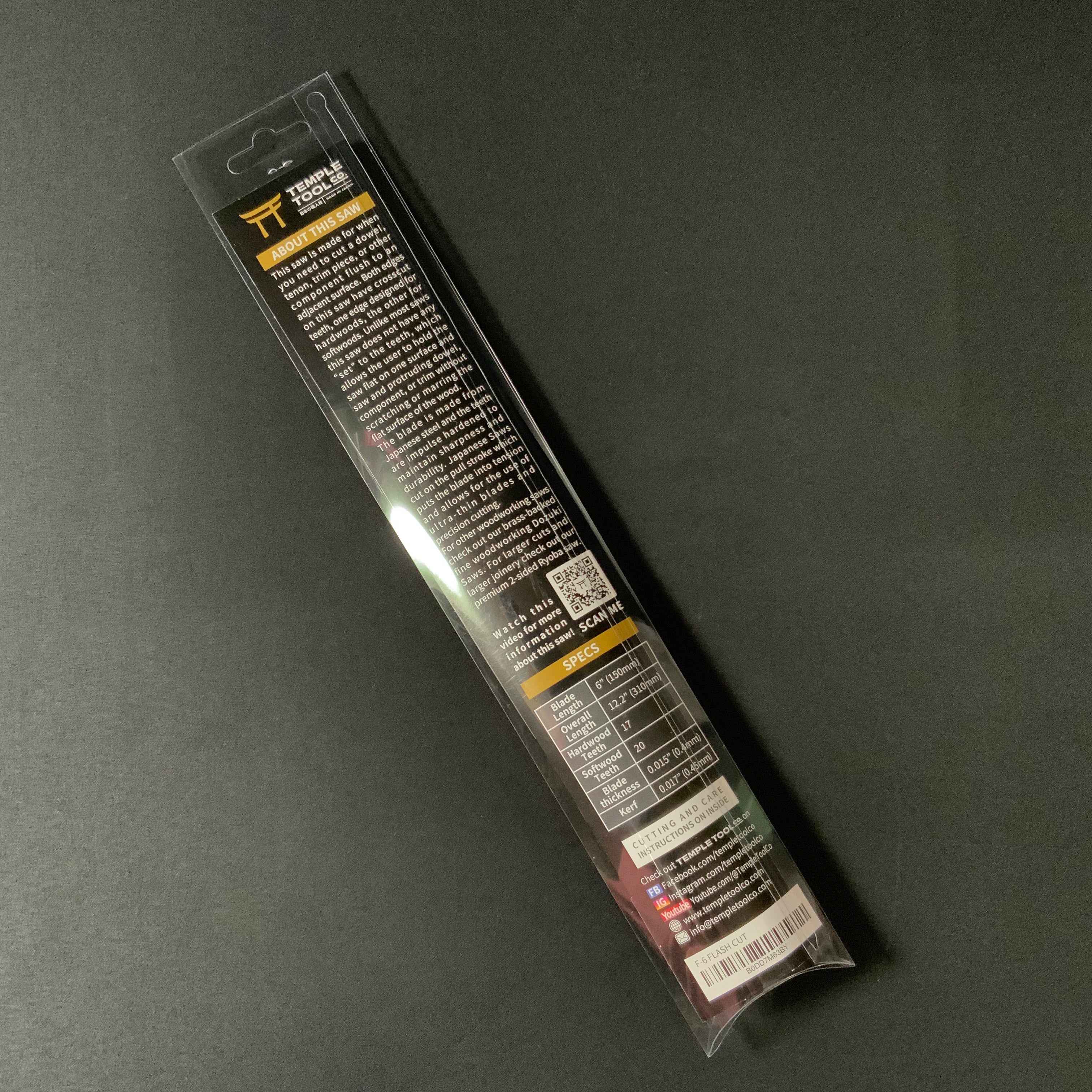 Temple Tool Japanese Flush Cut Saw 150mm テンプルツール 両刃ダボ引き鋸 150mm