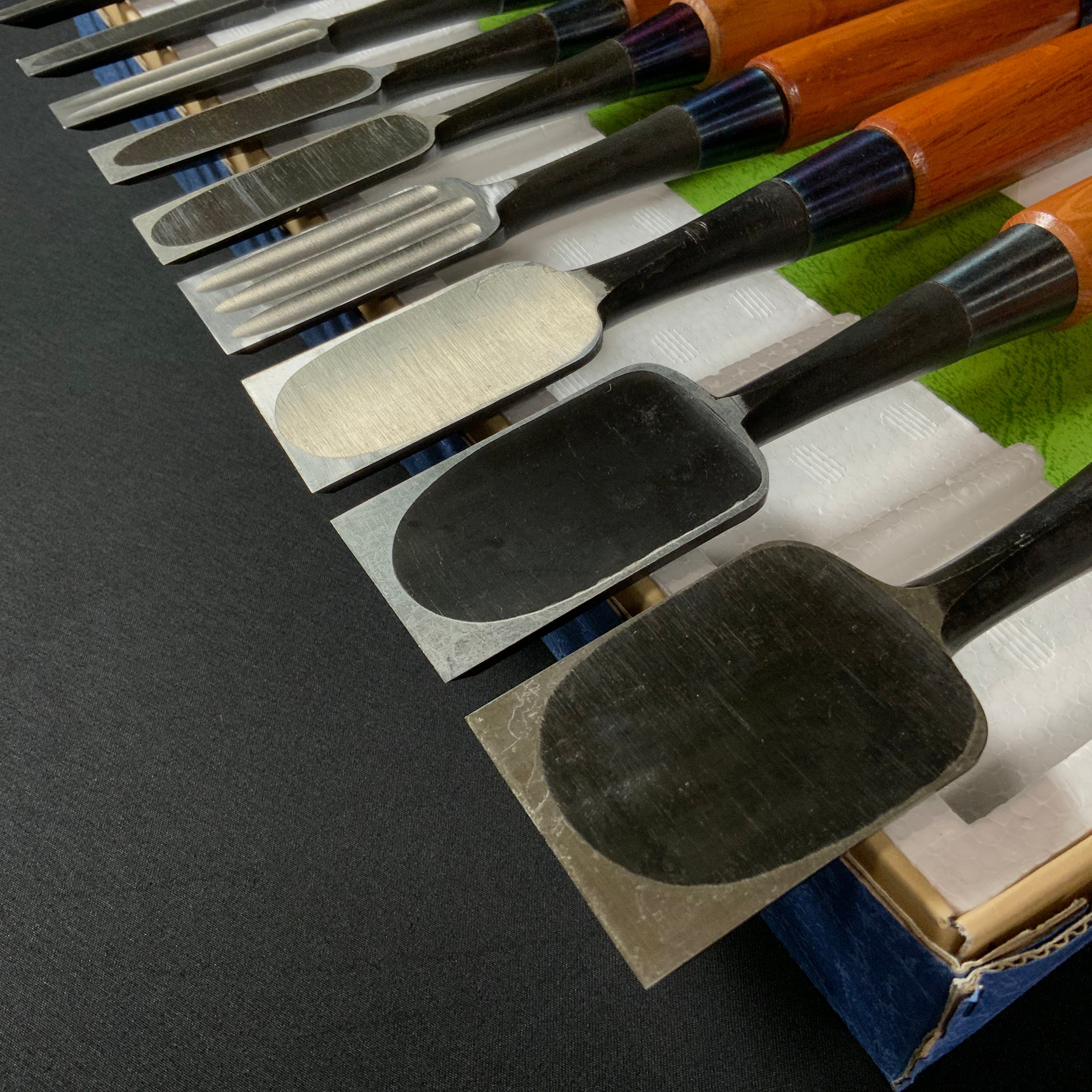 M192 Mixed set Bench chisels set for beginner by unknown smith バラ鑿合わせ 初心者におすすめ 追入組鑿 M192