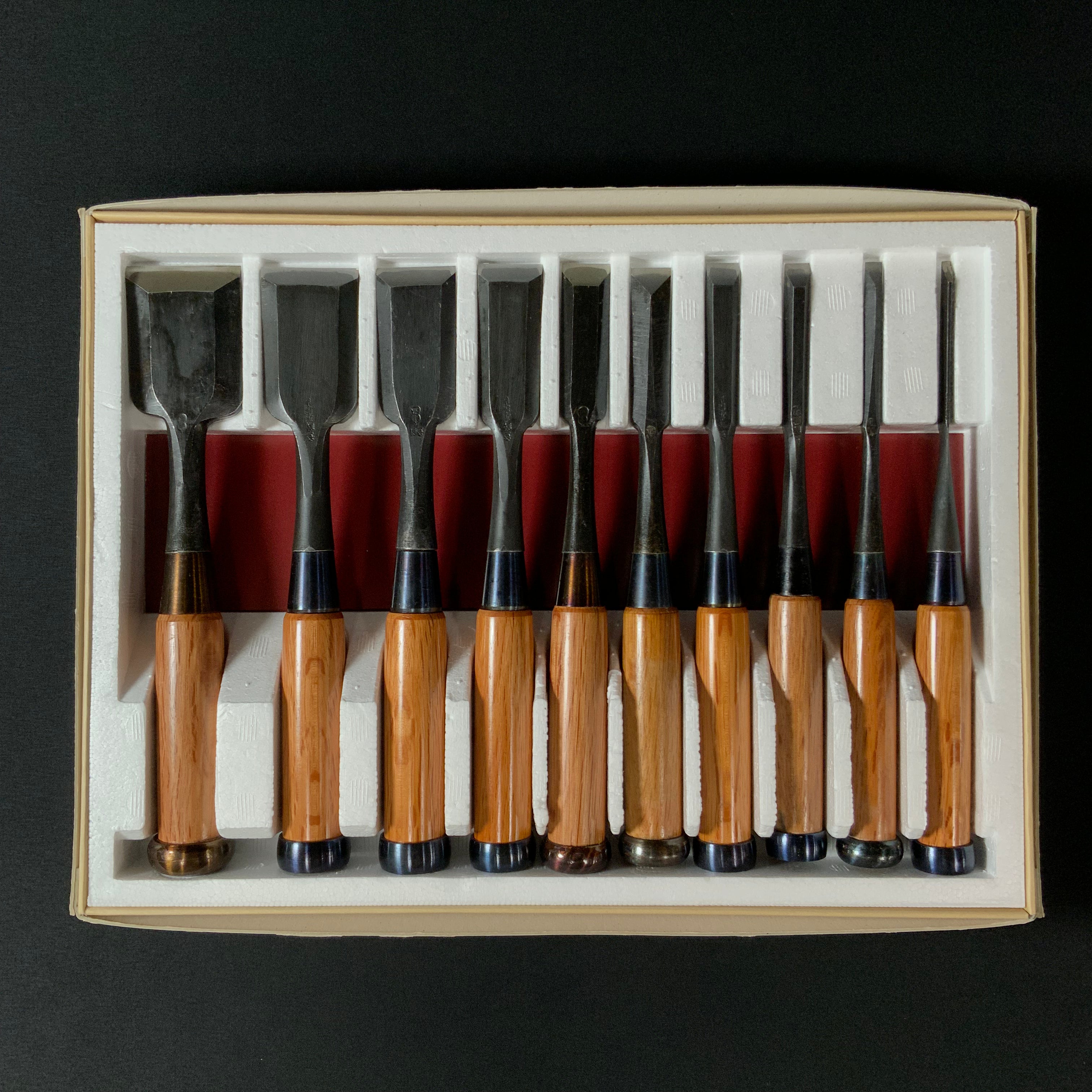 M193 Mixed set Bench chisels set for beginner by unknown smith バラ鑿合わせ 初心者におすすめ 追入組鑿 M193