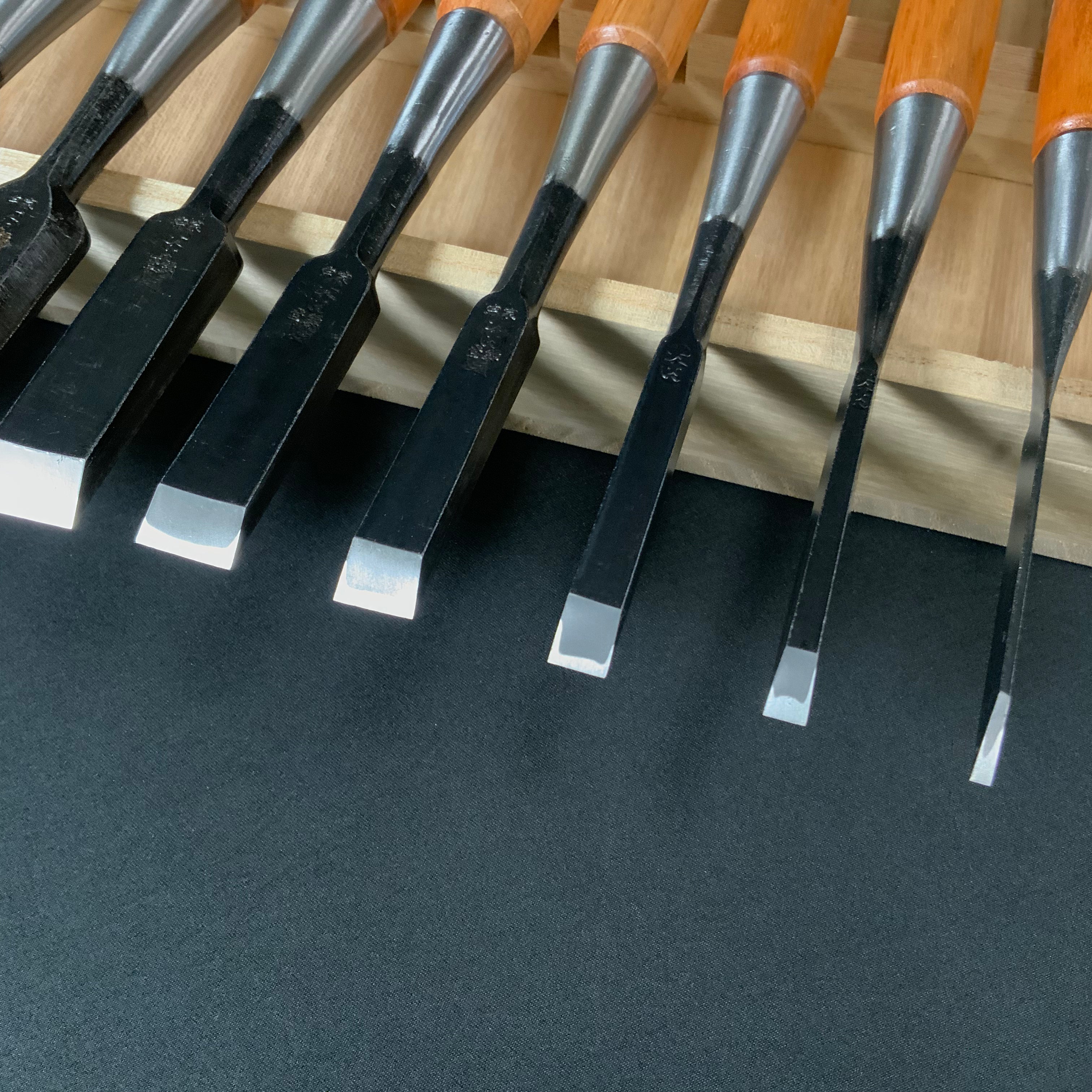 #4 Ouchi Bench chisels set Red Oak Handle by Ouchi 4th generation 宗家大内 追入組鑿 赤樫柄 桐箱付 四代目大内俊明作
