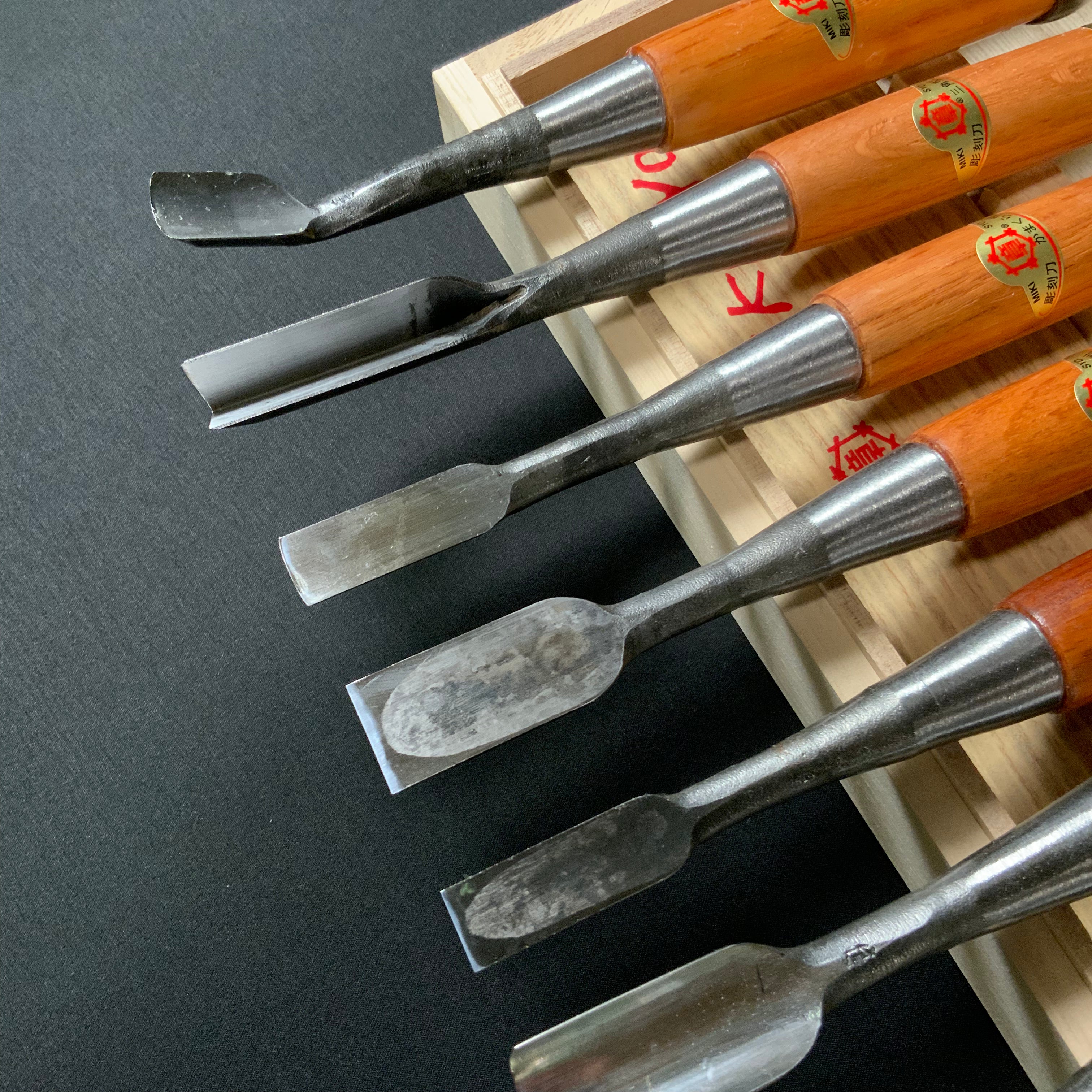 Mikisho Wood carving Timber Chisel 10pc set 三木章 木彫叩きのみ 10本セット