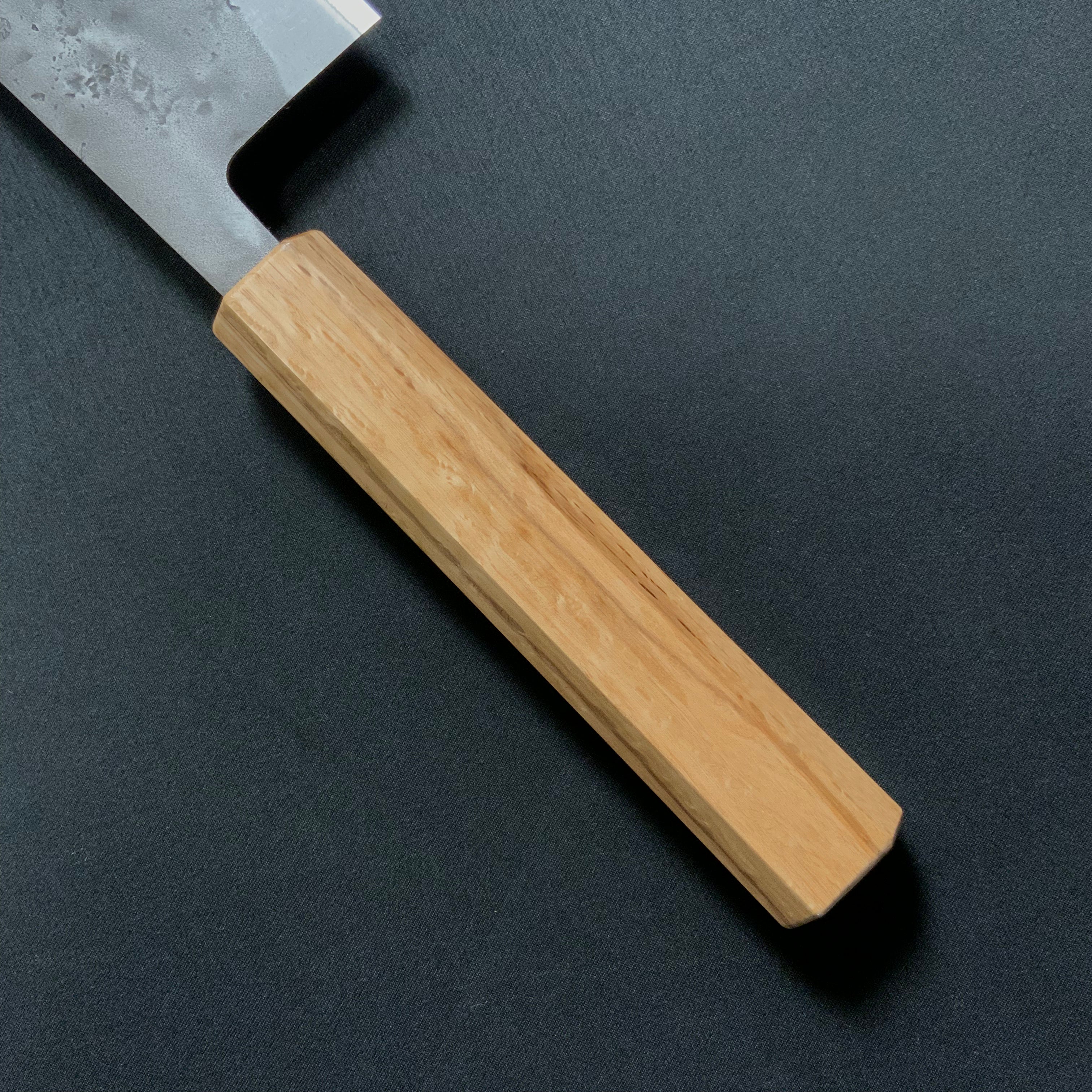 侊悦 角型包丁 ステン梨地青紙 八角樫柄 165mm Kouetsu Square-shaped knife stainless steel pear finish blue steel